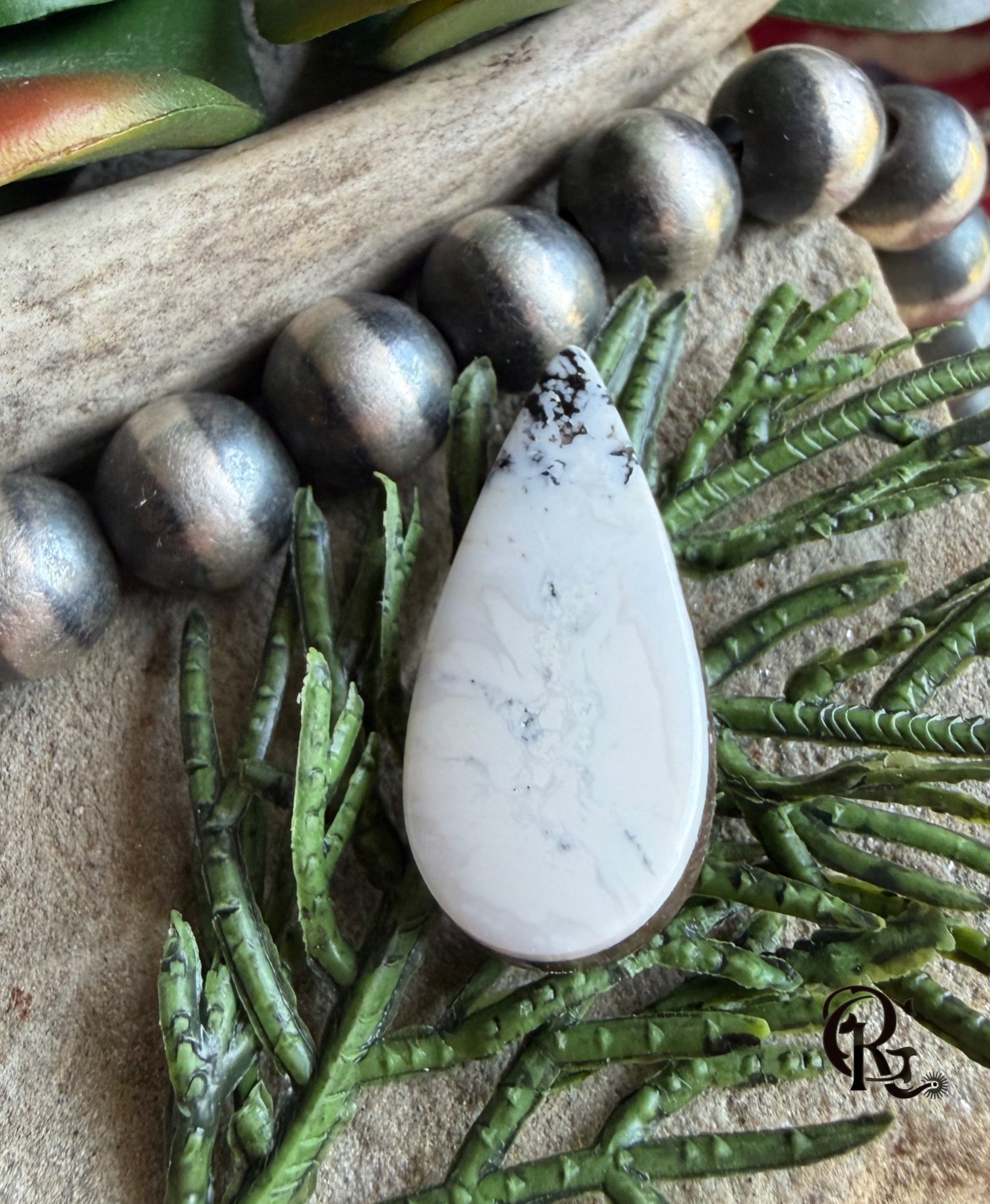 Natural White Buffalo Teardrop Cabochon-Nevada Gemstone — Ranch Gypsy