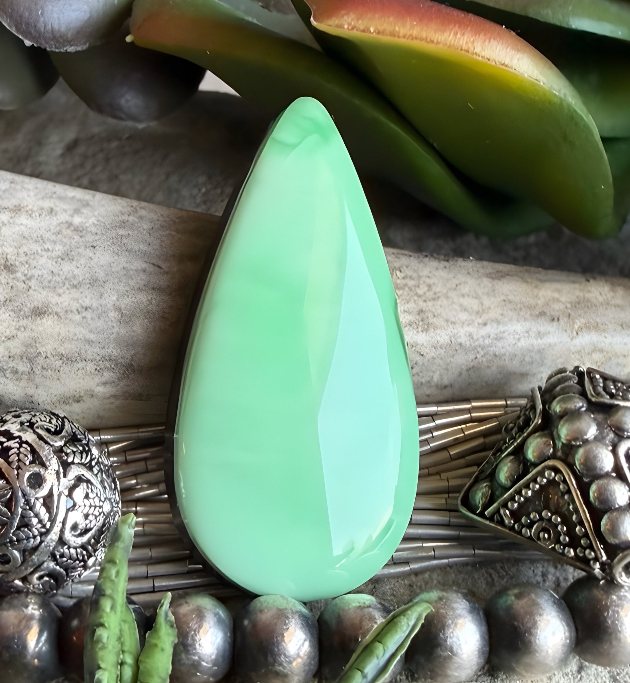 Beautiful Rare Green Natural Orvil Jack Turquoise Cabochon