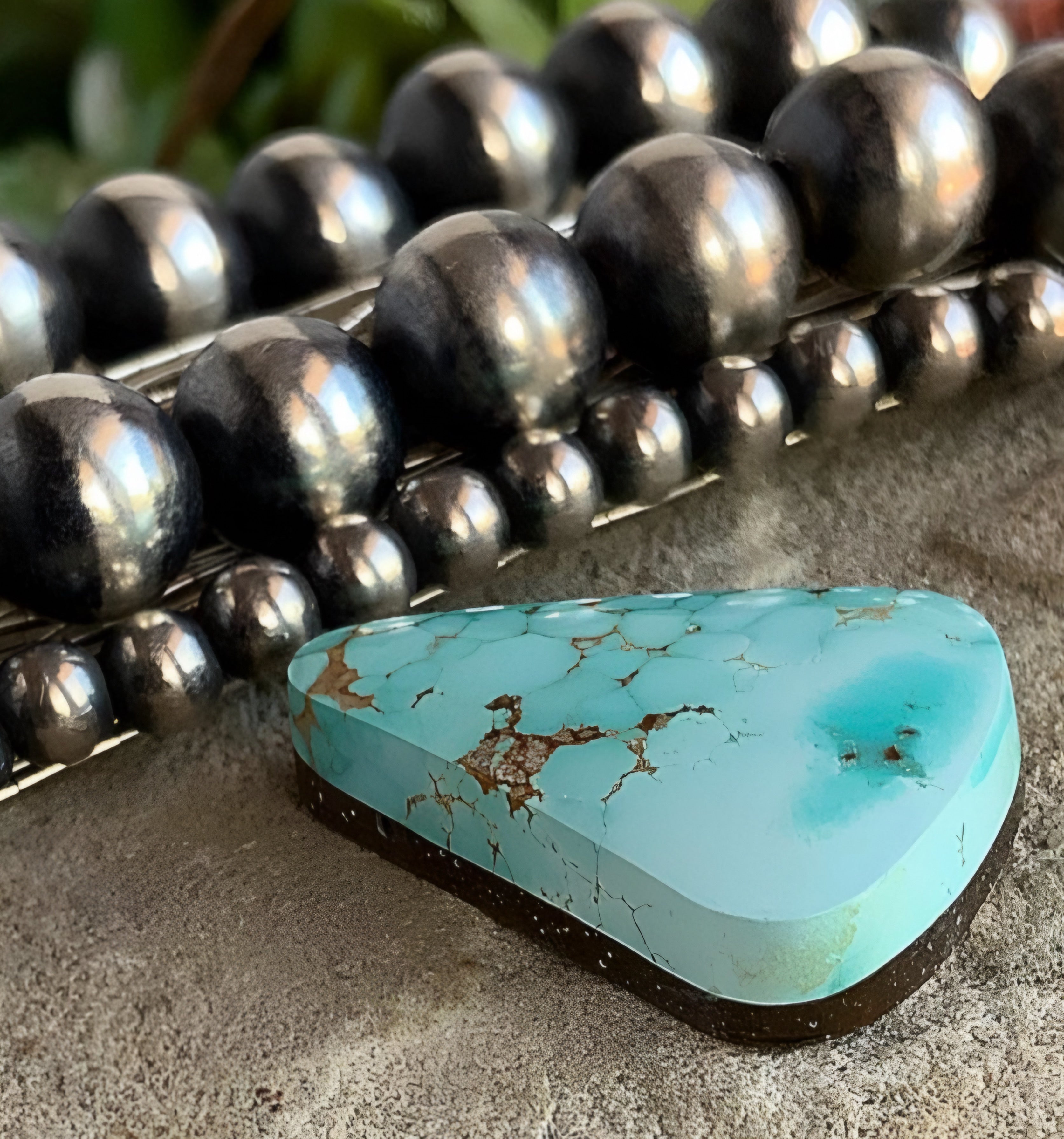 Natural Number 8 Turquoise High Grade Triangular Cabochon