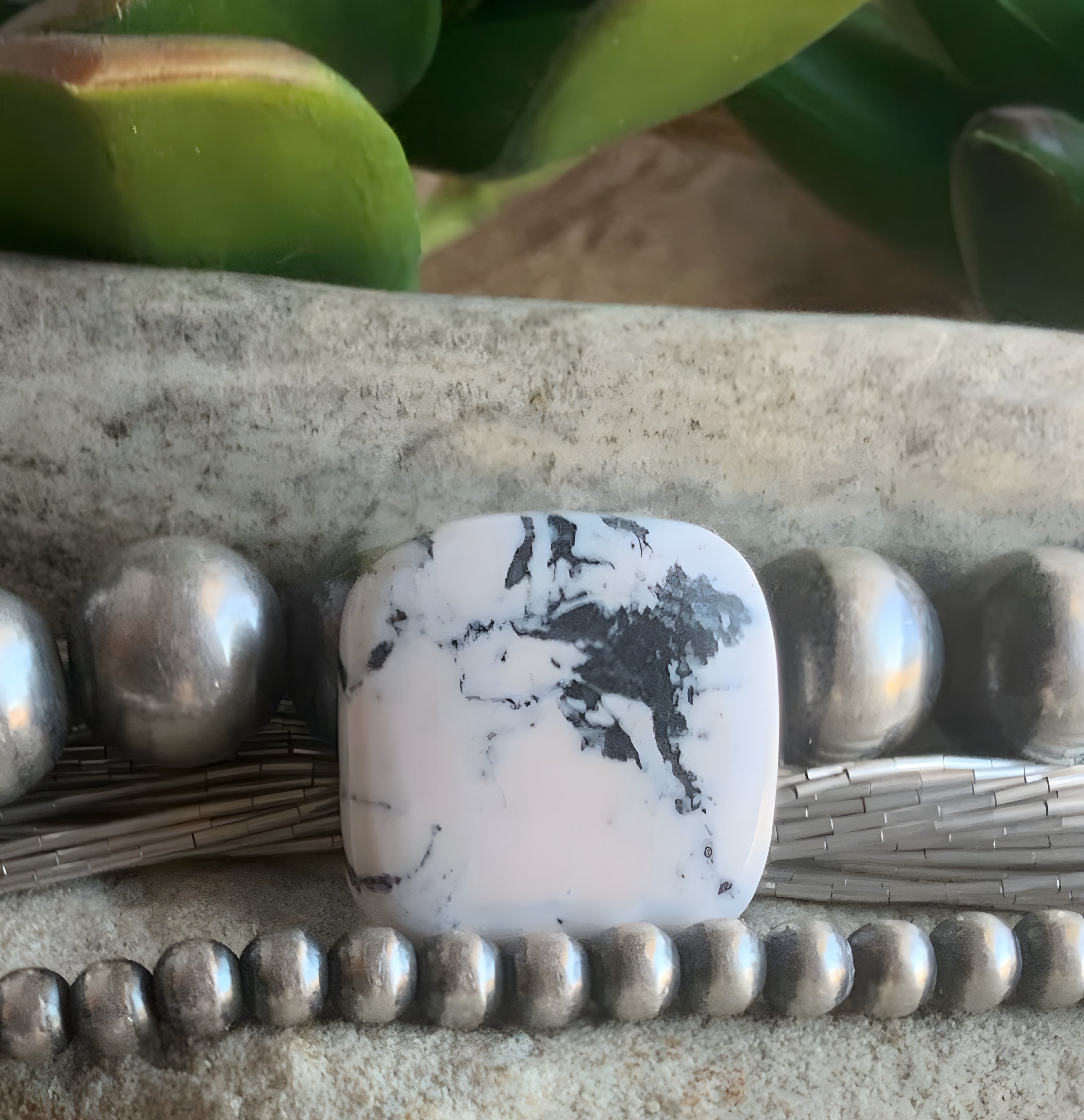 Natural White Buffalo Square Cabochon — Ranch Gypsy