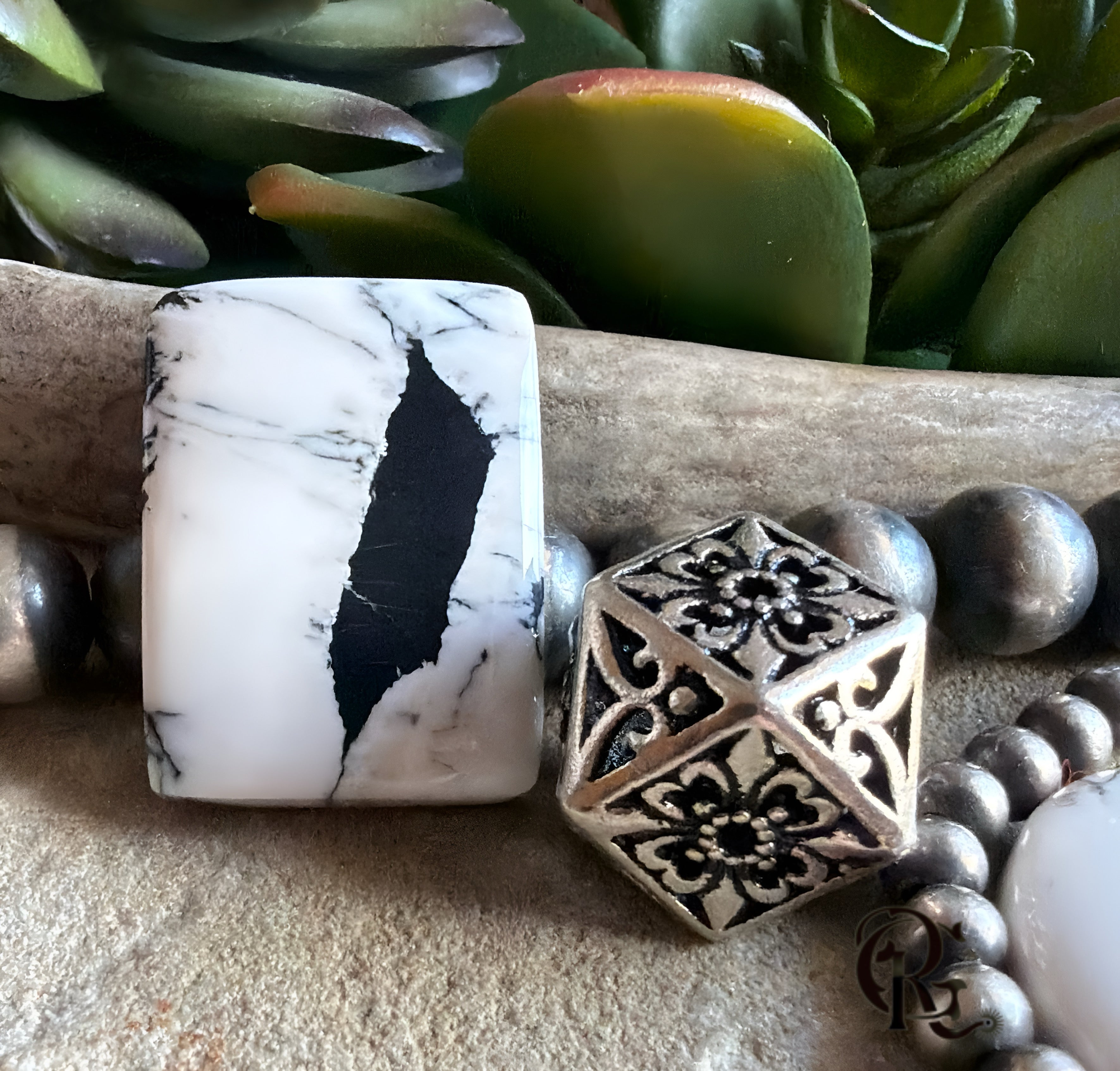 Beautiful Natural White Buffalo Rectangular Cabochon