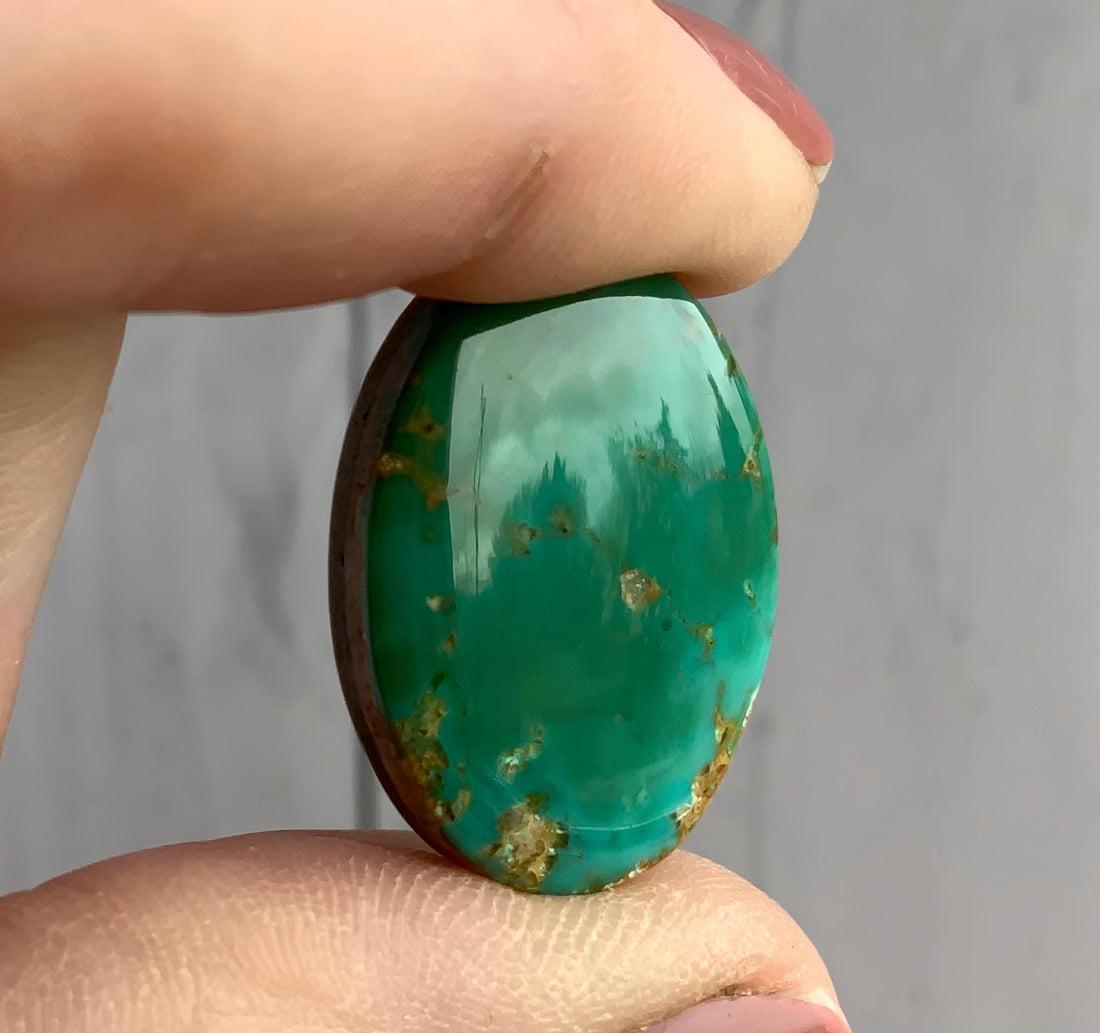 Natural High Grade Green Royston Turquoise Oval Cabochon