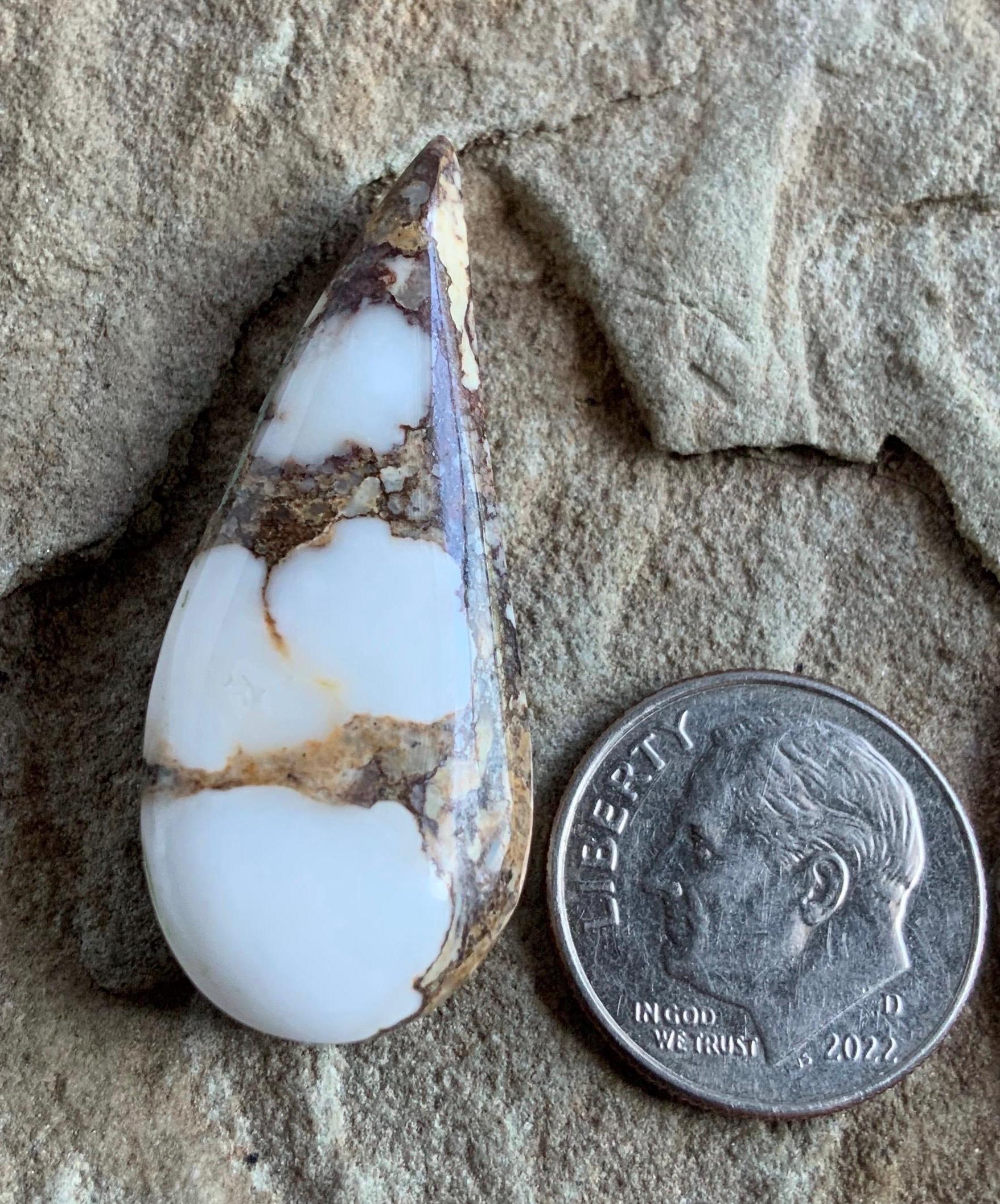 Beautiful Wild Horse Magnesite Curved Teardrop Cabochon