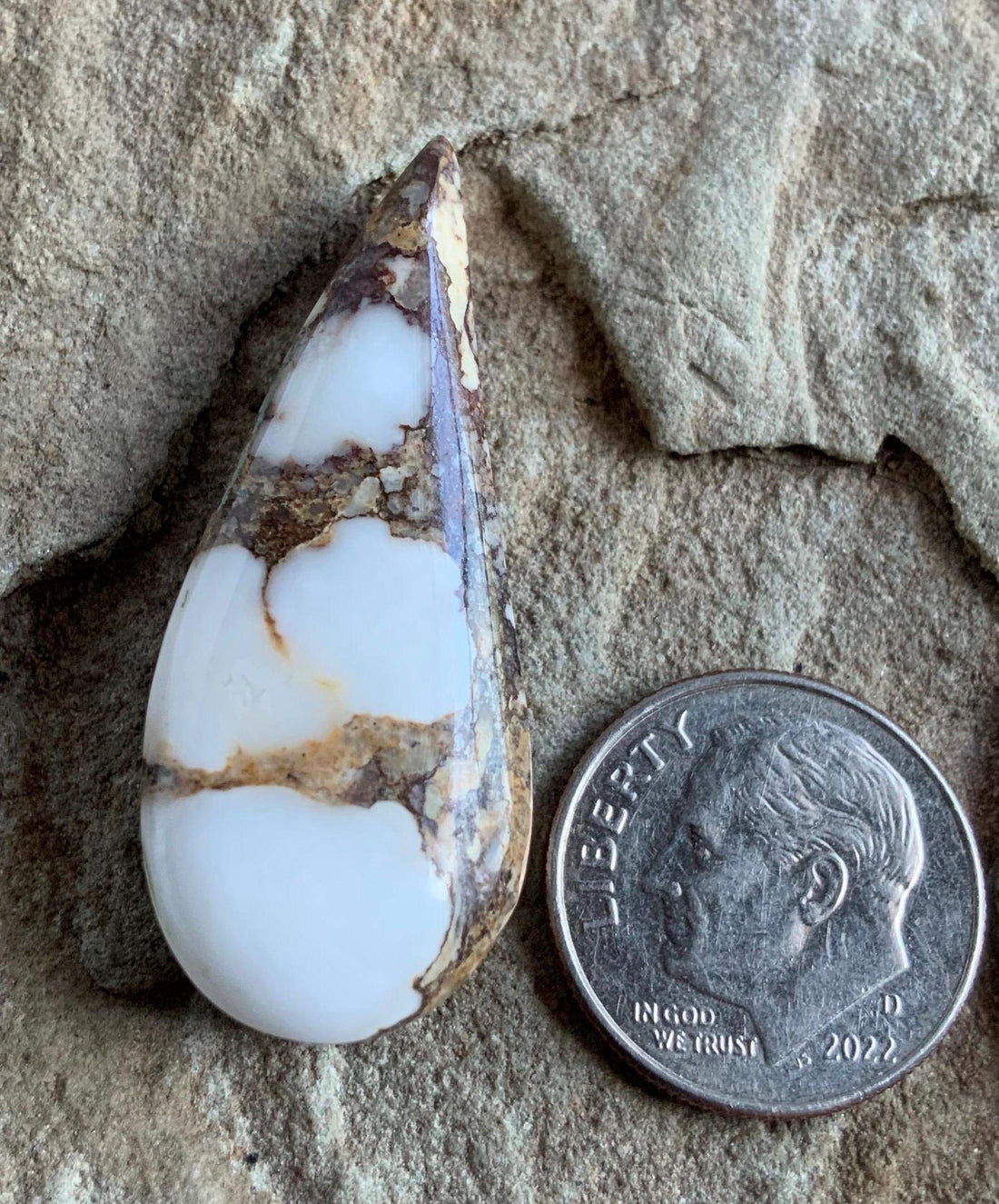 Beautiful Wild Horse Magnesite Curved Teardrop Cabochon