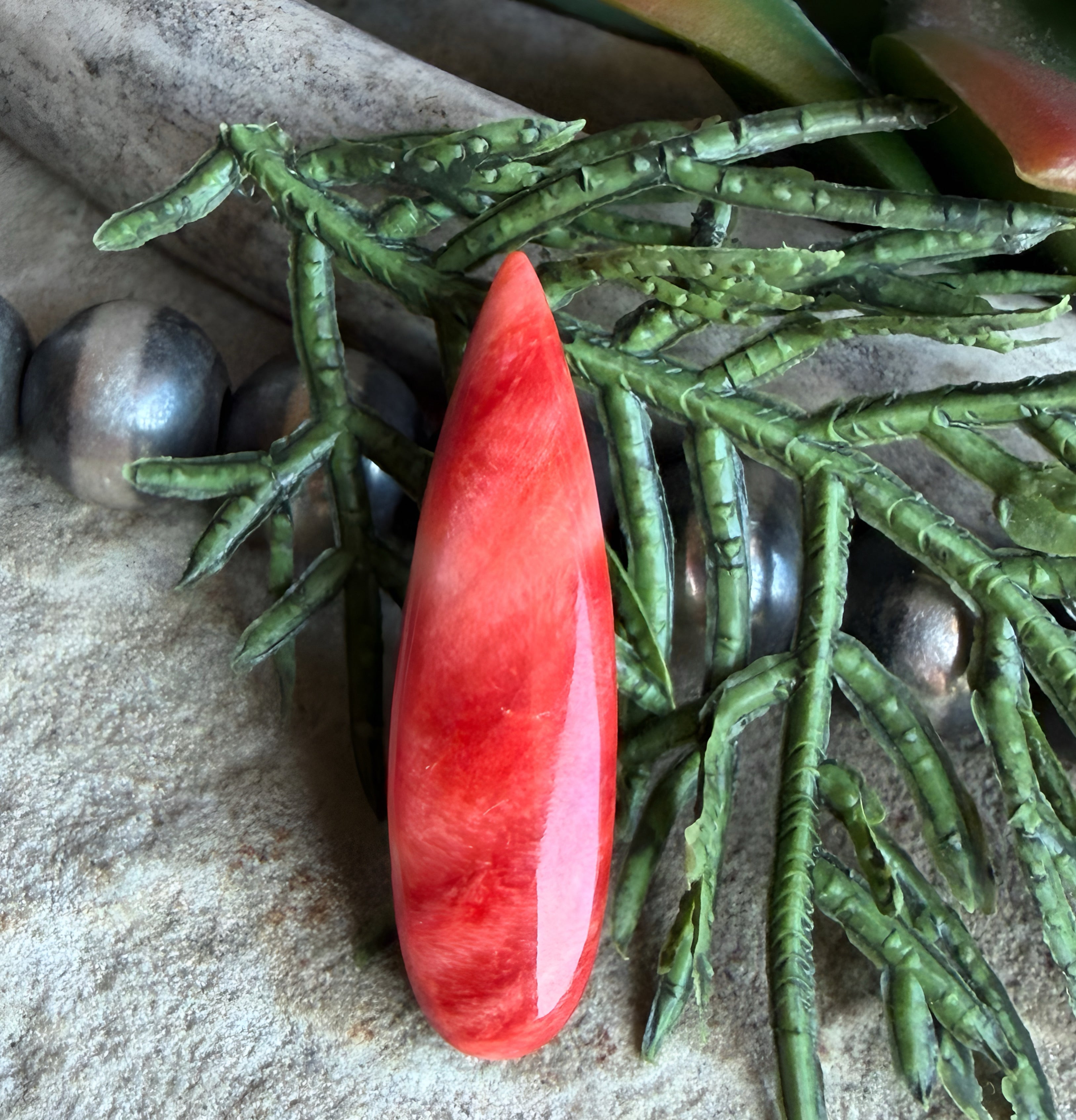 Orange Spiny Oyster Elongated Teardrop