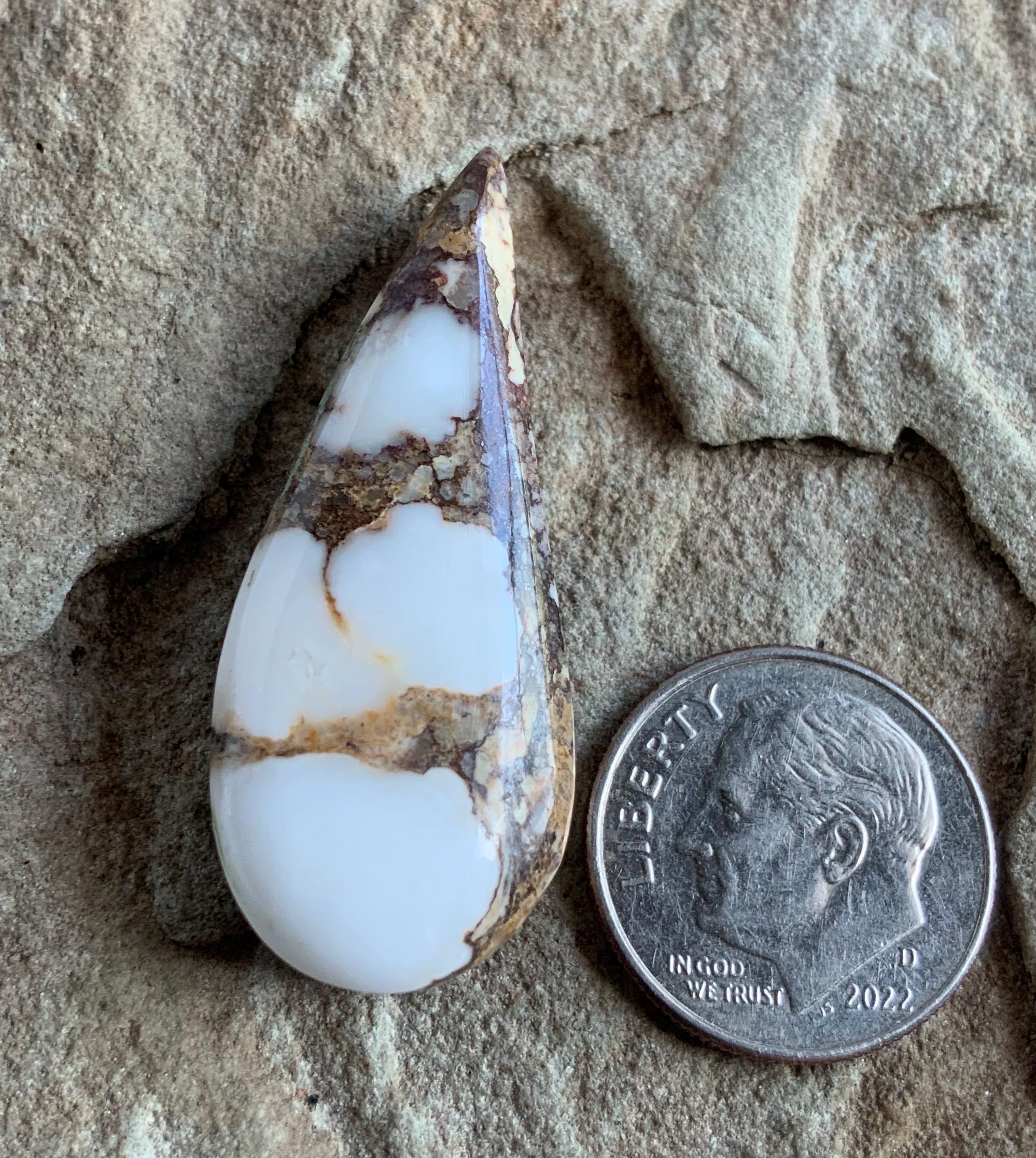 Beautiful Wild Horse Magnesite Curved Teardrop Cabochon