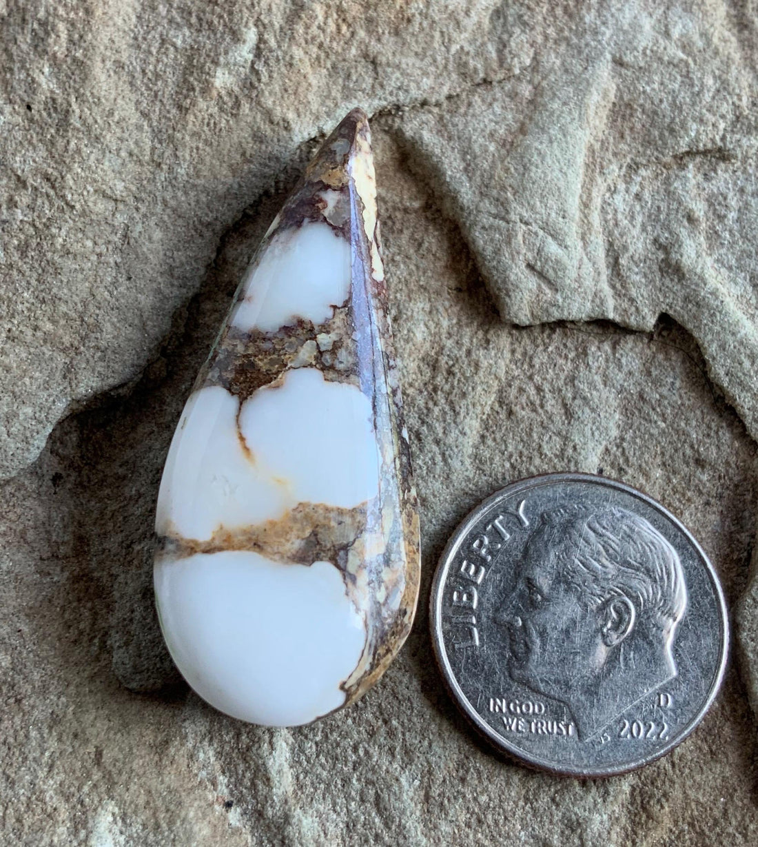 Beautiful Wild Horse Magnesite Curved Teardrop Cabochon