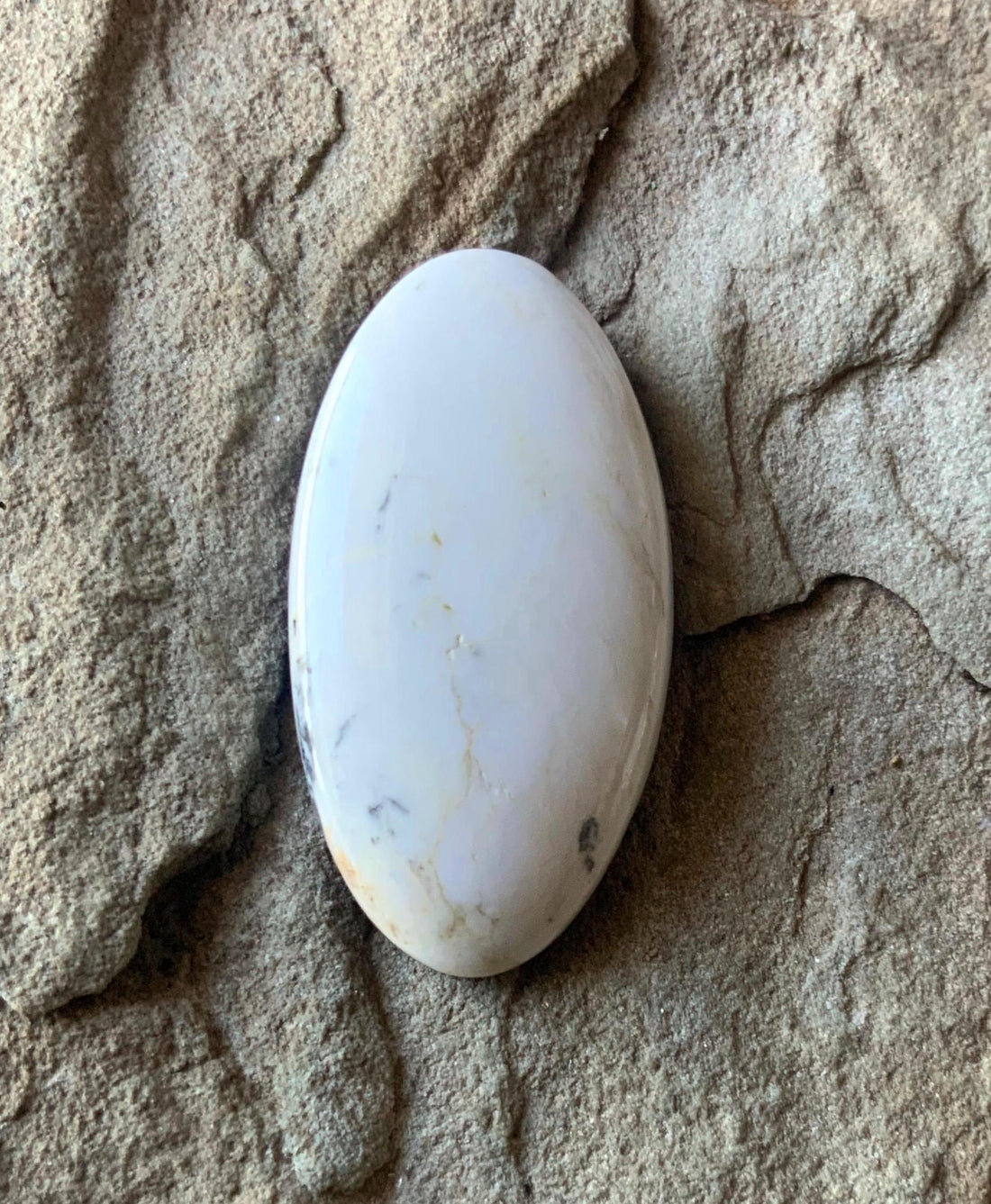 Natural White Buffalo Long Oval Cabochon — Ranch Gypsy