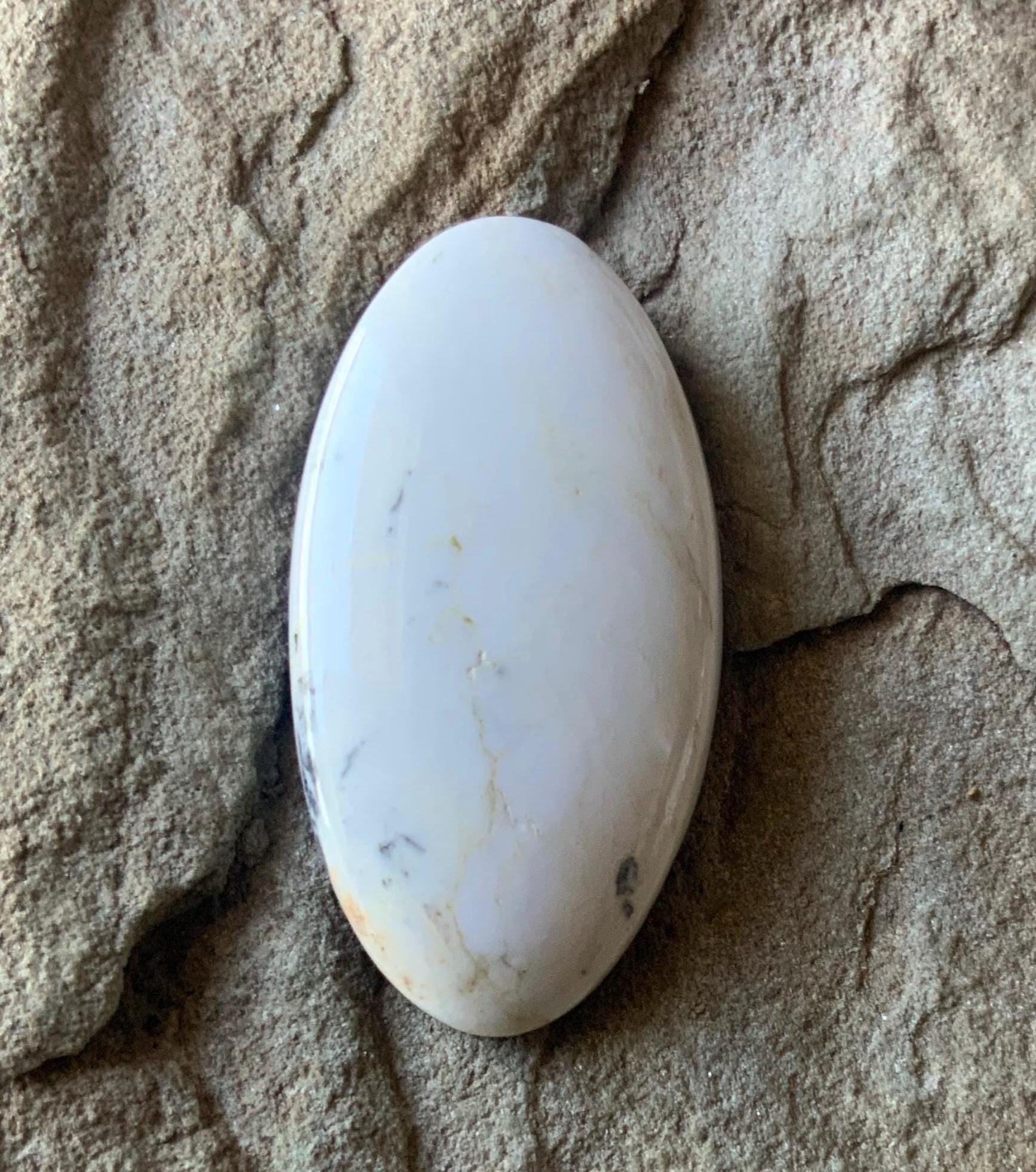 Natural White Buffalo Long Oval Cabochon — Ranch Gypsy