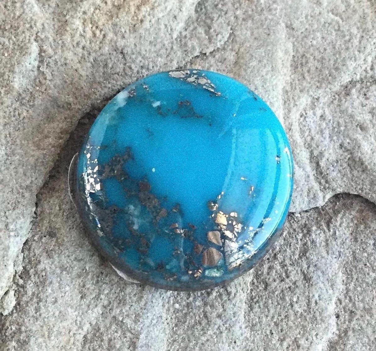 Beautiful Ithaca Peak Turquoise High Grade Cabochon with Pyrite #133