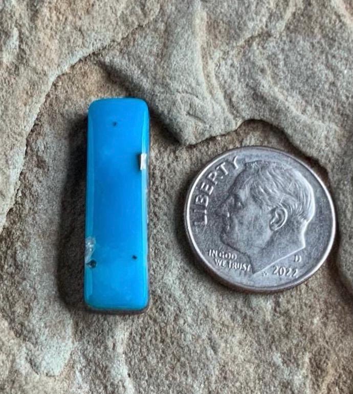 Incredible Ithaca Peak Turquoise High Grade Cabochon with Pyrite and Quartz Inclusions