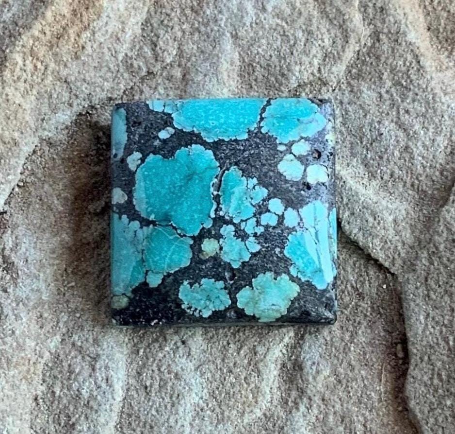 Beautiful Natural Hubei Turquoise Square Cabochon