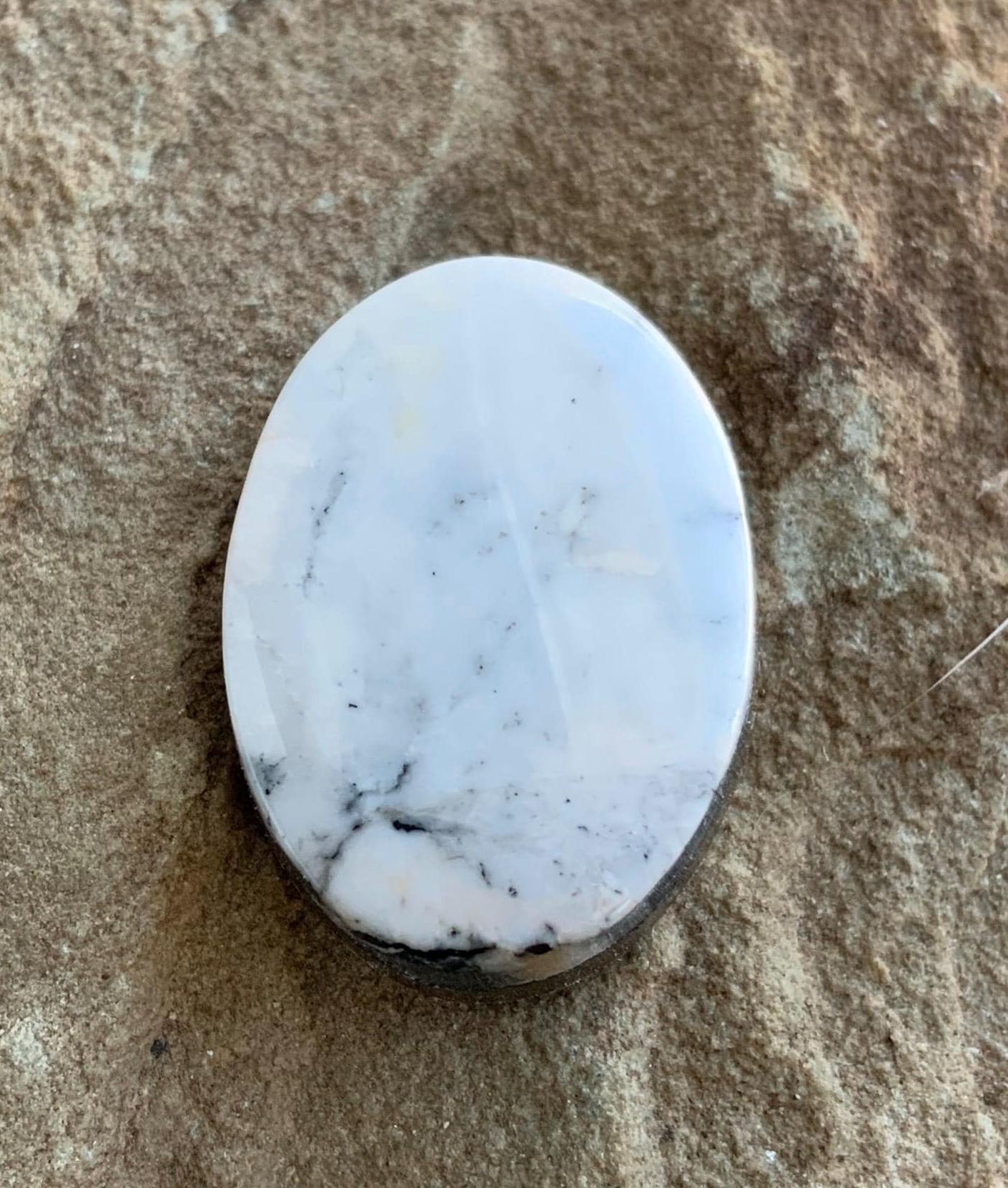 Beautiful Natural White Buffalo Oval Cabochon, 11 Carats — Ranch Gypsy