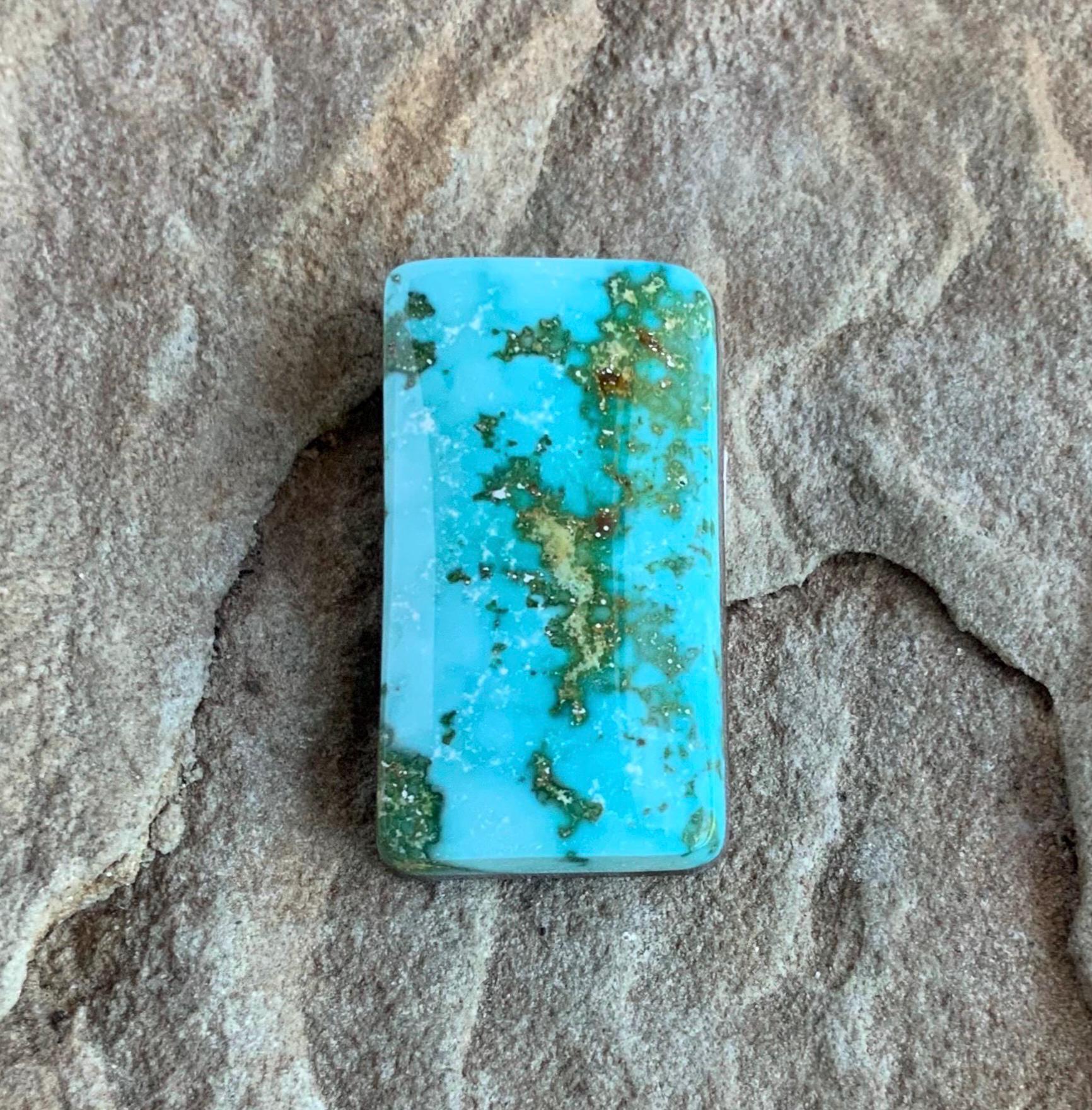 Natural Royston Turquoise Polychrome Rectangular Cabochon