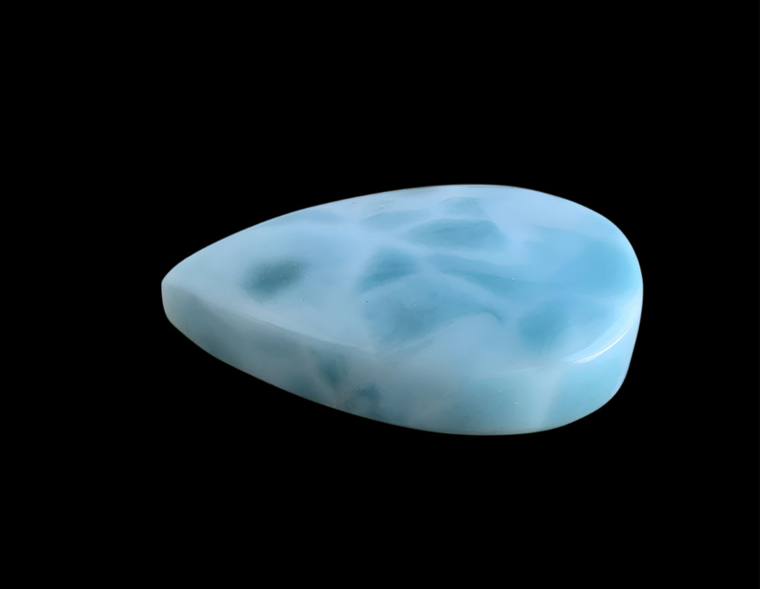Larimar Teardrop Cabochon:Dominican Republic Gemstone
