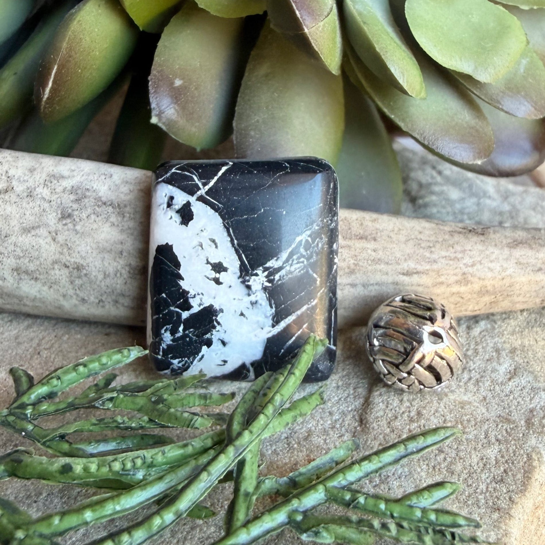 Natural White Buffalo Rectangular Cabochon
