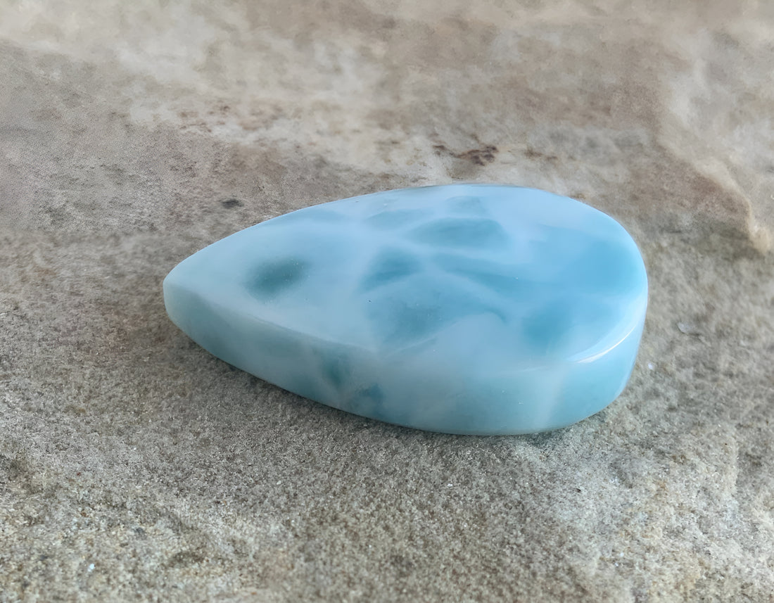 Larimar Teardrop Cabochon:Dominican Republic Gemstone