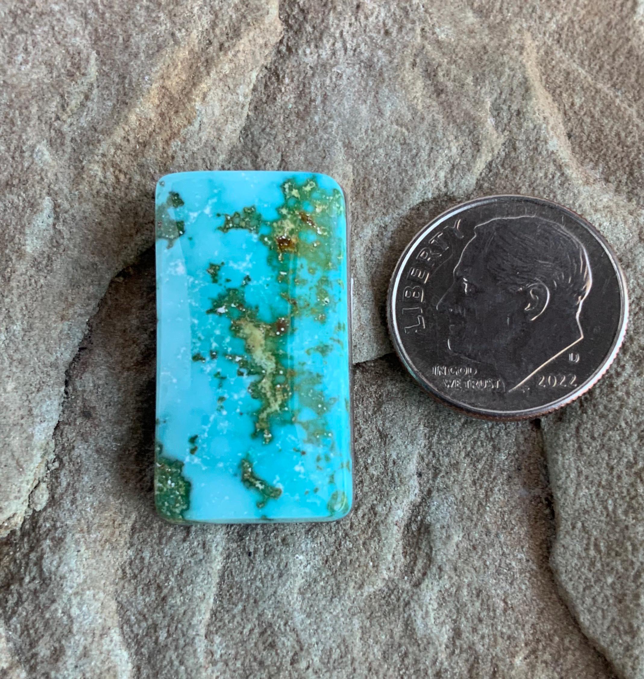 Natural Royston Turquoise Polychrome Rectangular Cabochon