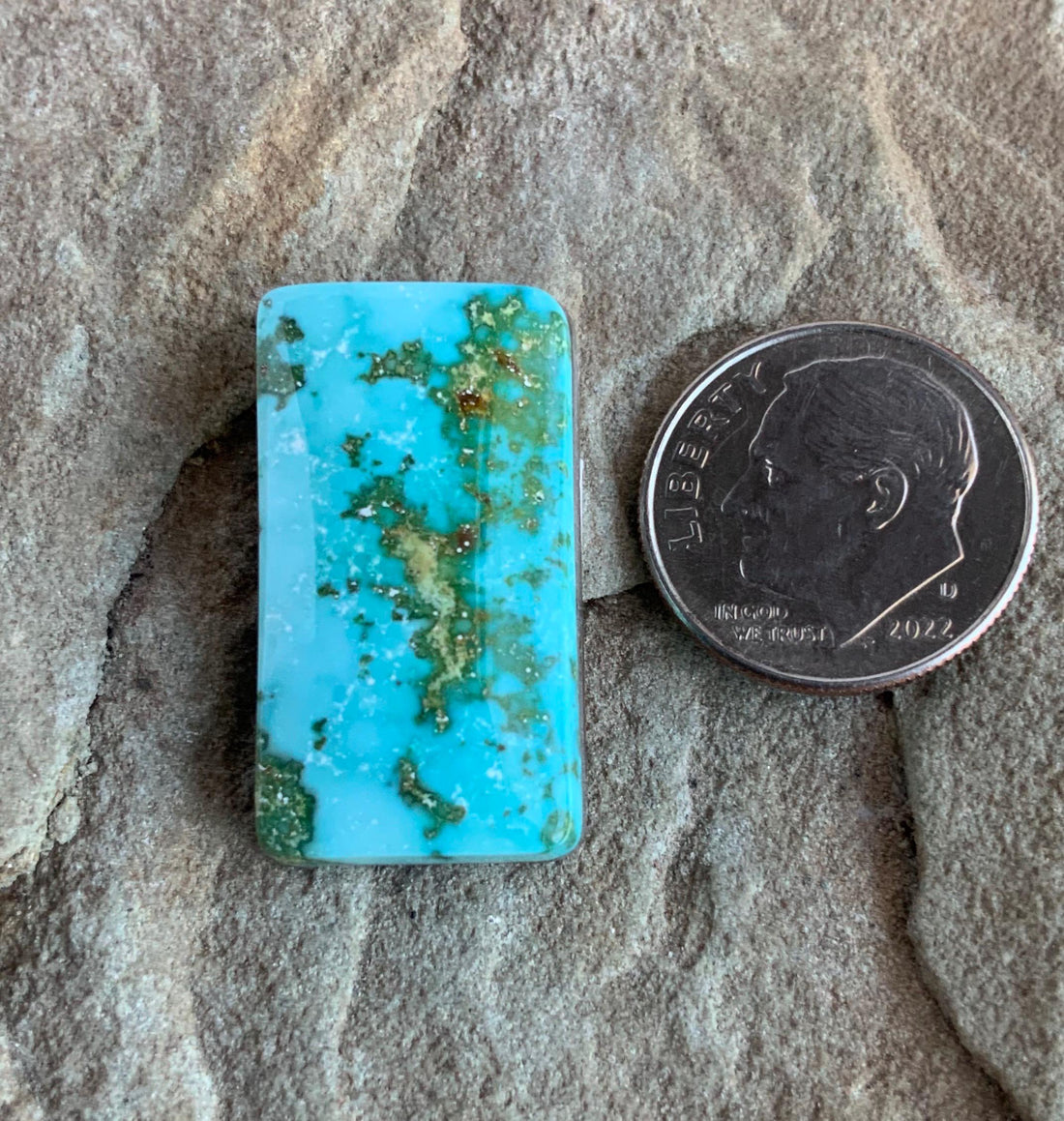 Natural Royston Turquoise Polychrome Rectangular Cabochon