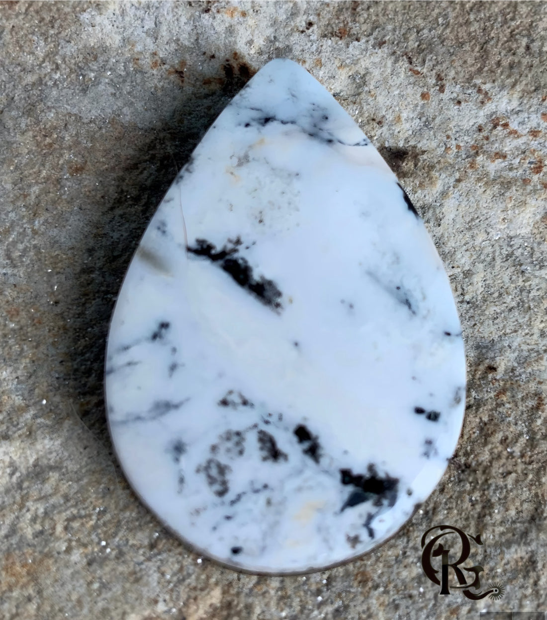 Natural White Buffalo Teardrop Cabochon