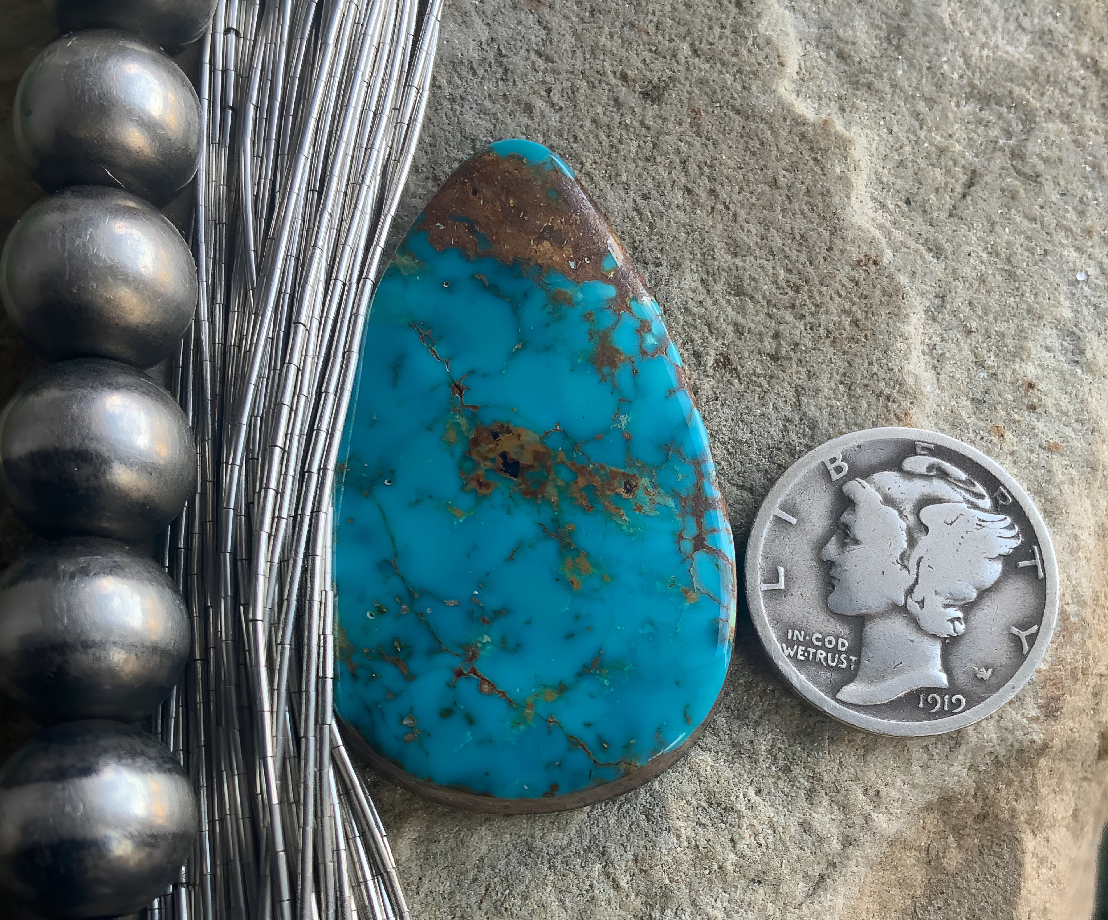 Natural Turquoise Mountain Turquoise Teardrop Cabochon