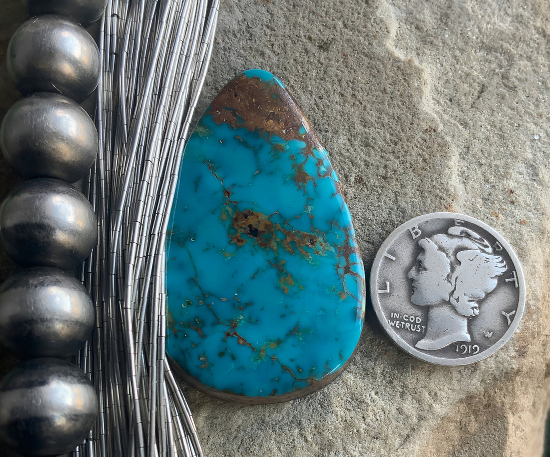 Natural Turquoise Mountain Turquoise Teardrop Cabochon