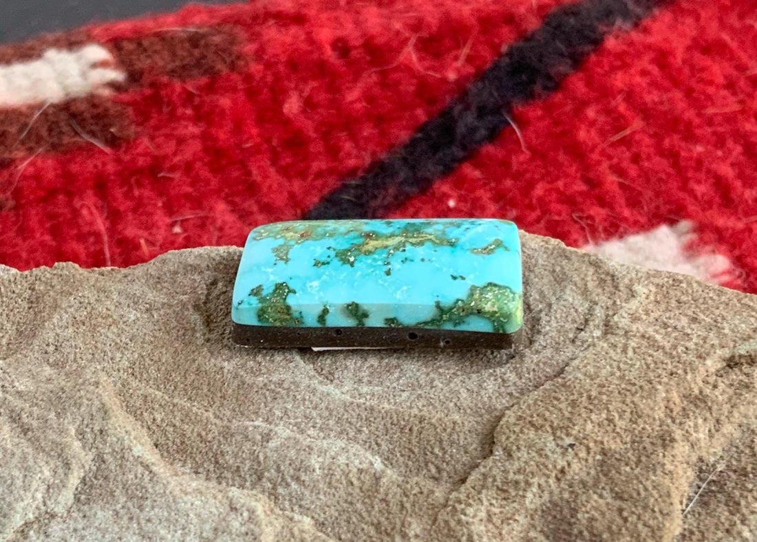 Natural Royston Turquoise Polychrome Rectangular Cabochon