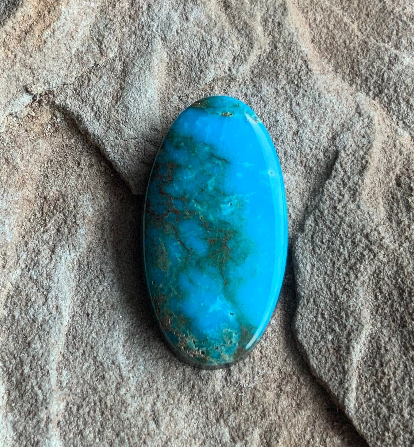 Rare Pauite Turquoise Blue Oval Cabochon