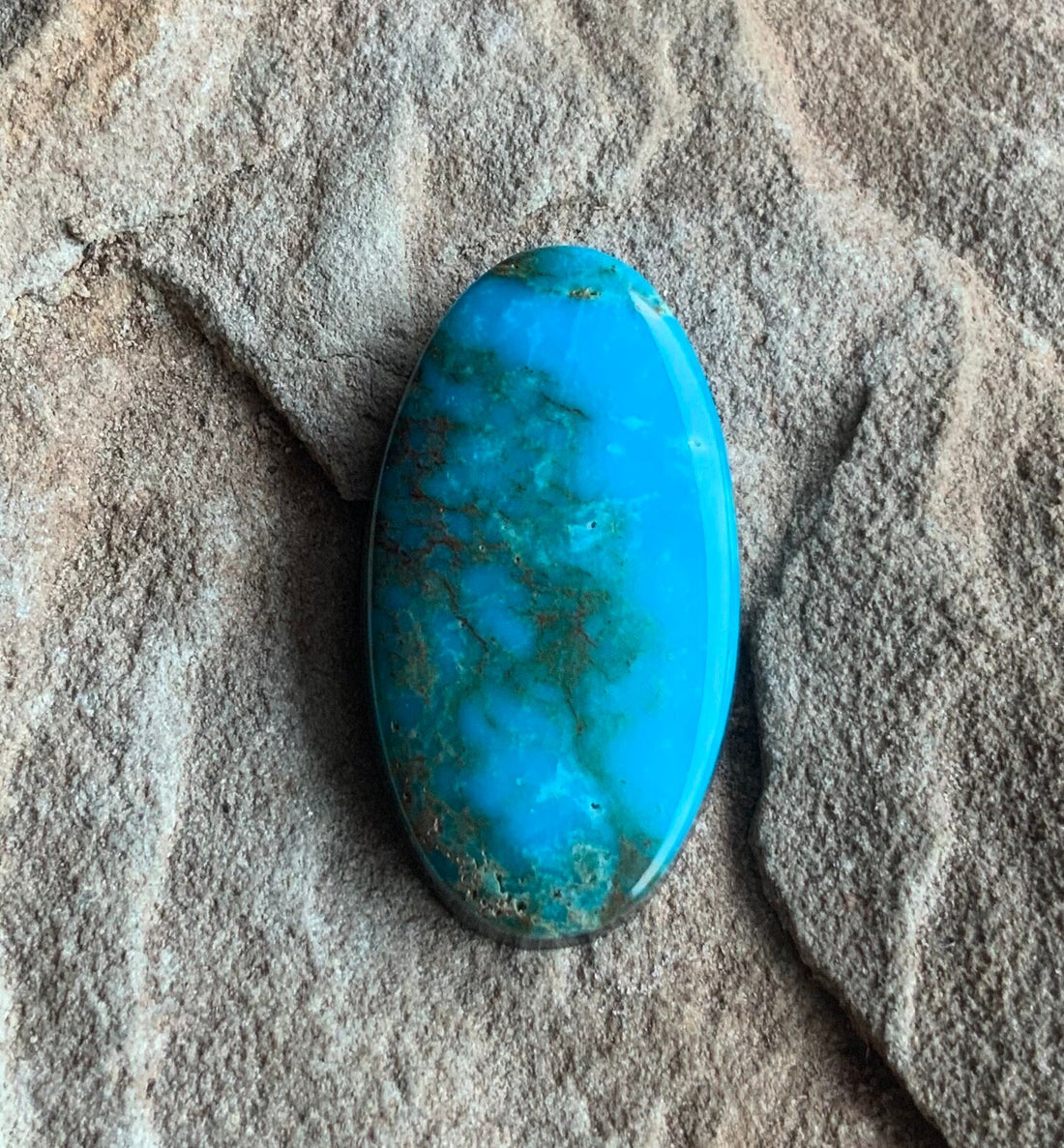Rare Pauite Turquoise Blue Oval Cabochon