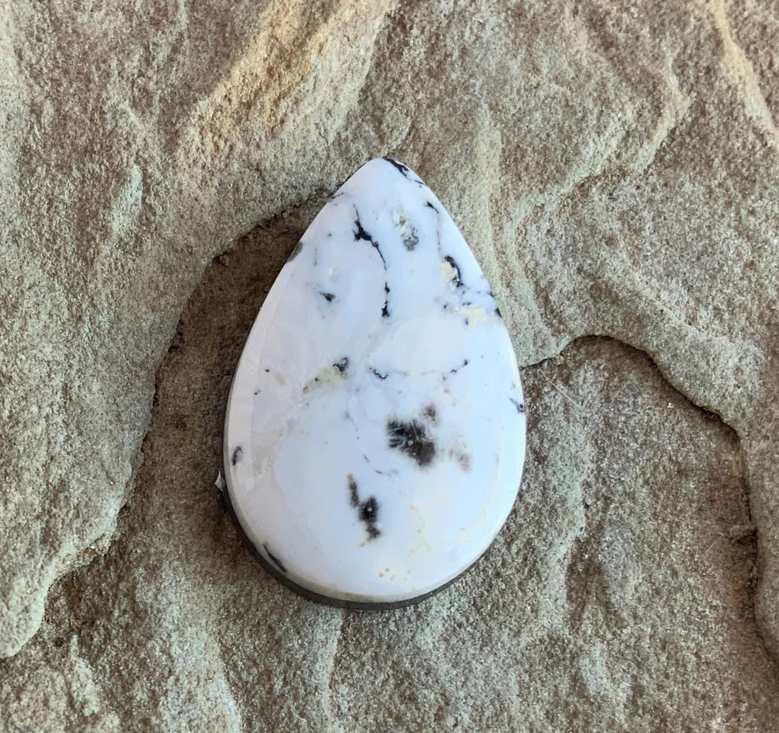 Beautiful Natural White Buffalo Teardrop Cabochon -#WB2