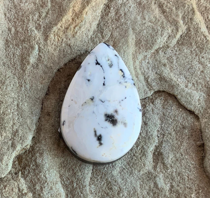 Natural White Buffalo Teardrop Cabochon -#WB2