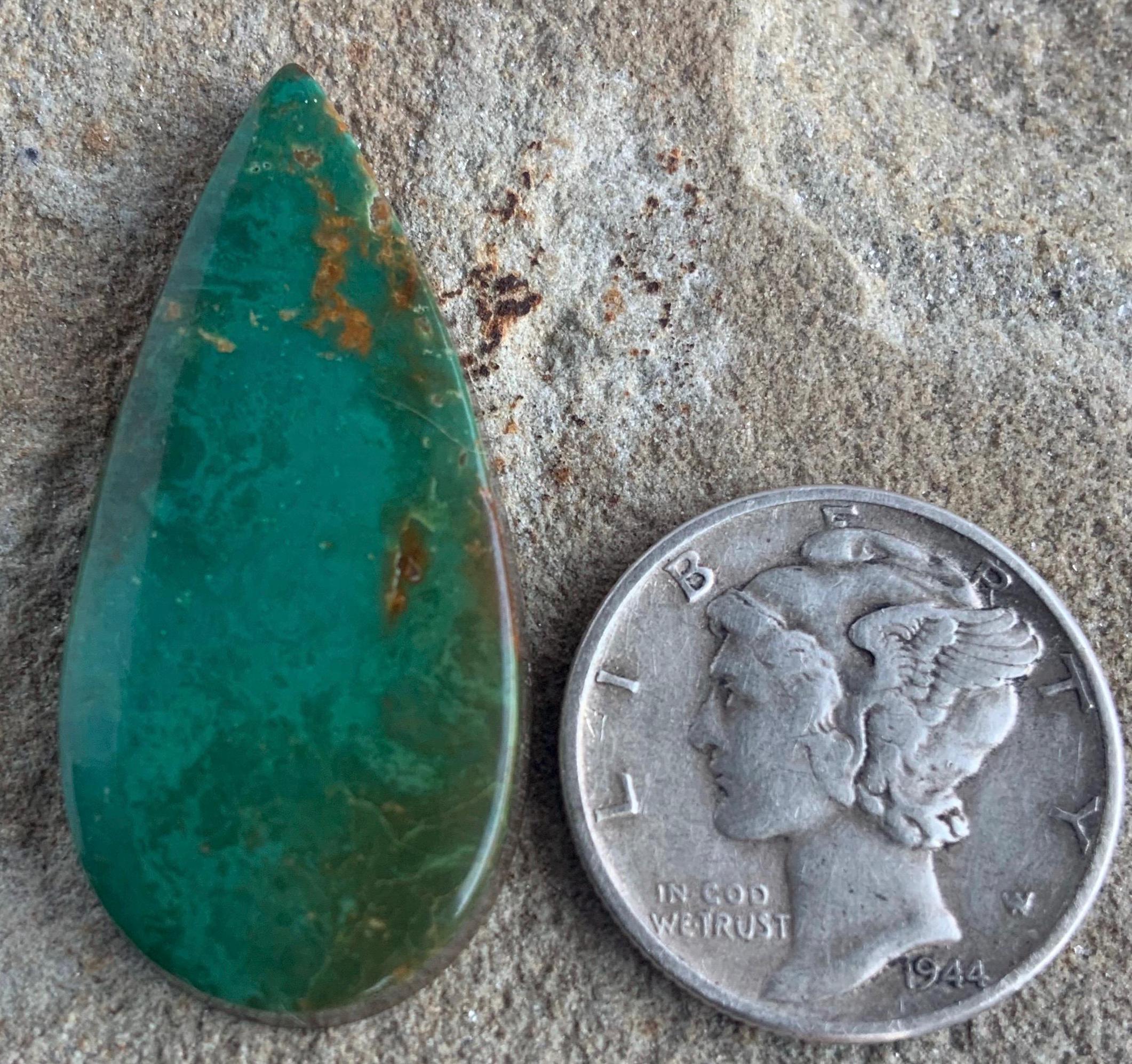 Natural Royston Turquoise Dark Green Teardrop Cabochon #R162