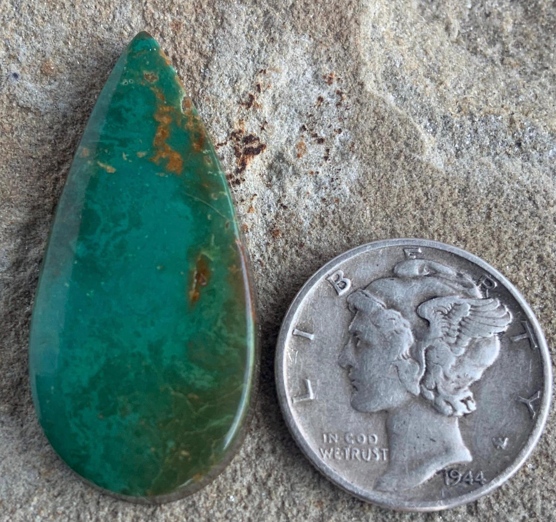 Natural Royston Turquoise Dark Green Teardrop Cabochon #R162
