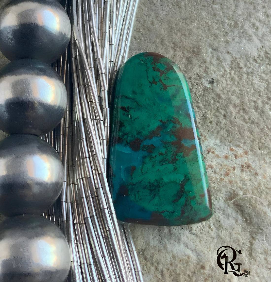 Chrysocolla Arched Cabochon