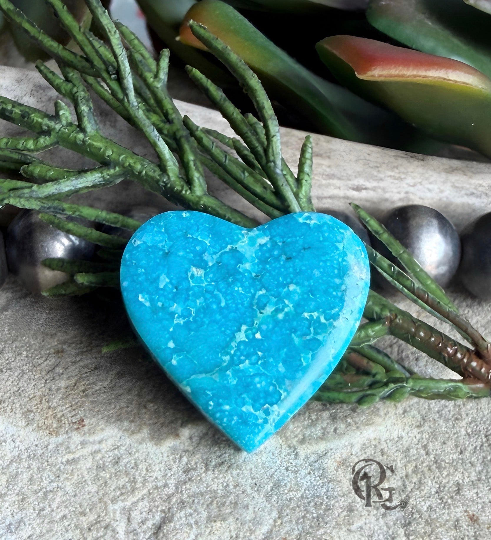Whitewater Turquoise Blue Heart Cabochon