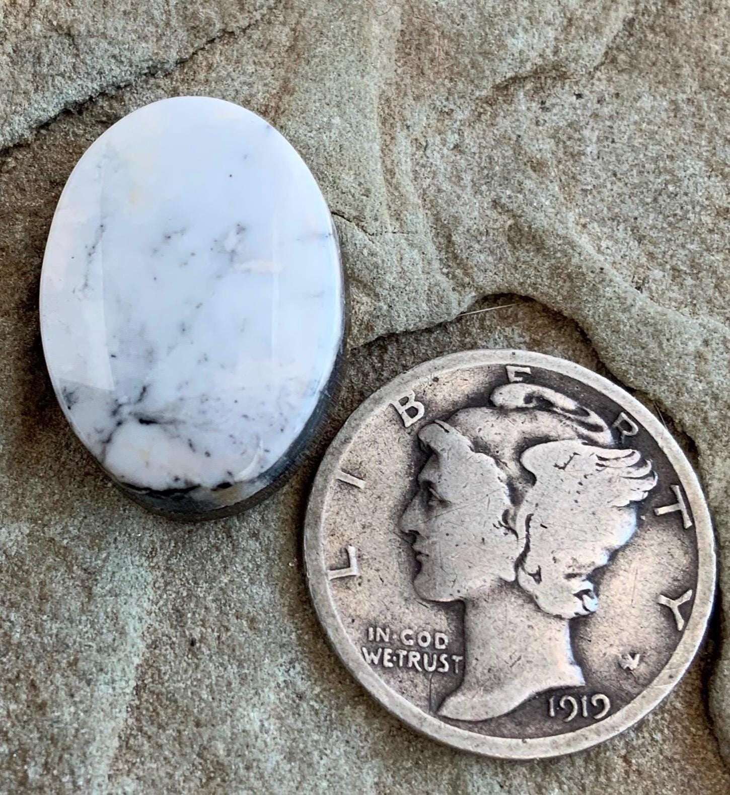 Beautiful Natural White Buffalo Oval Cabochon, 11 Carats — Ranch Gypsy
