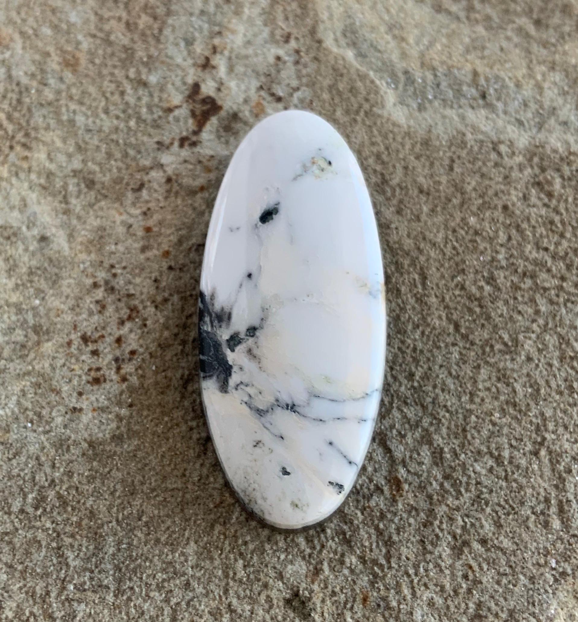 White Buffalo Long Oval Cabochon WB#51 Nevada Mined-Ranch Gypsy