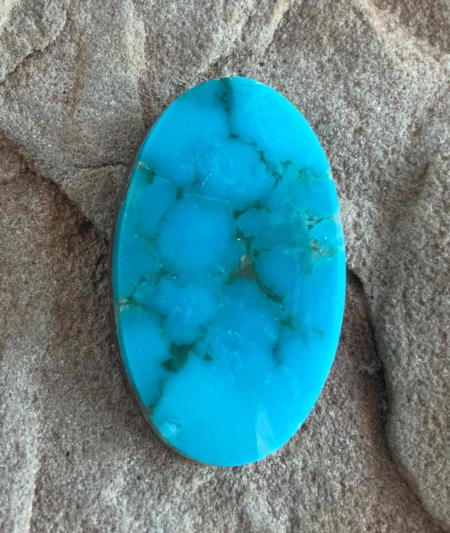 Beautiful Turquoise Mountain Turquoise Oval Cabochon