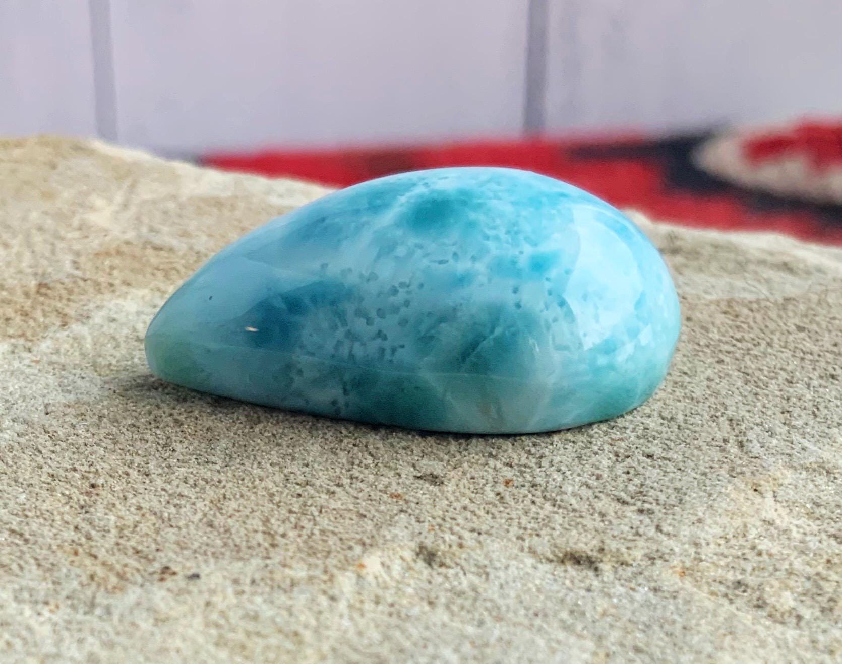 Beautiful Blue Larimar Domed Teardrop Cabochon
