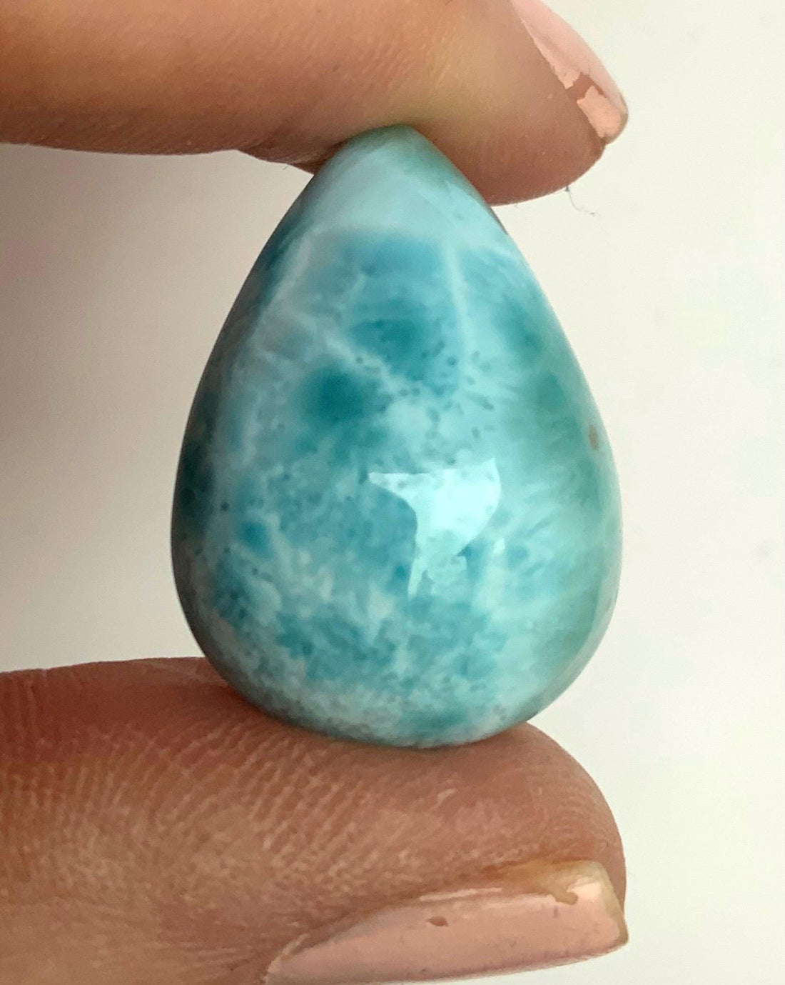 Beautiful Blue Larimar Domed Teardrop Cabochon