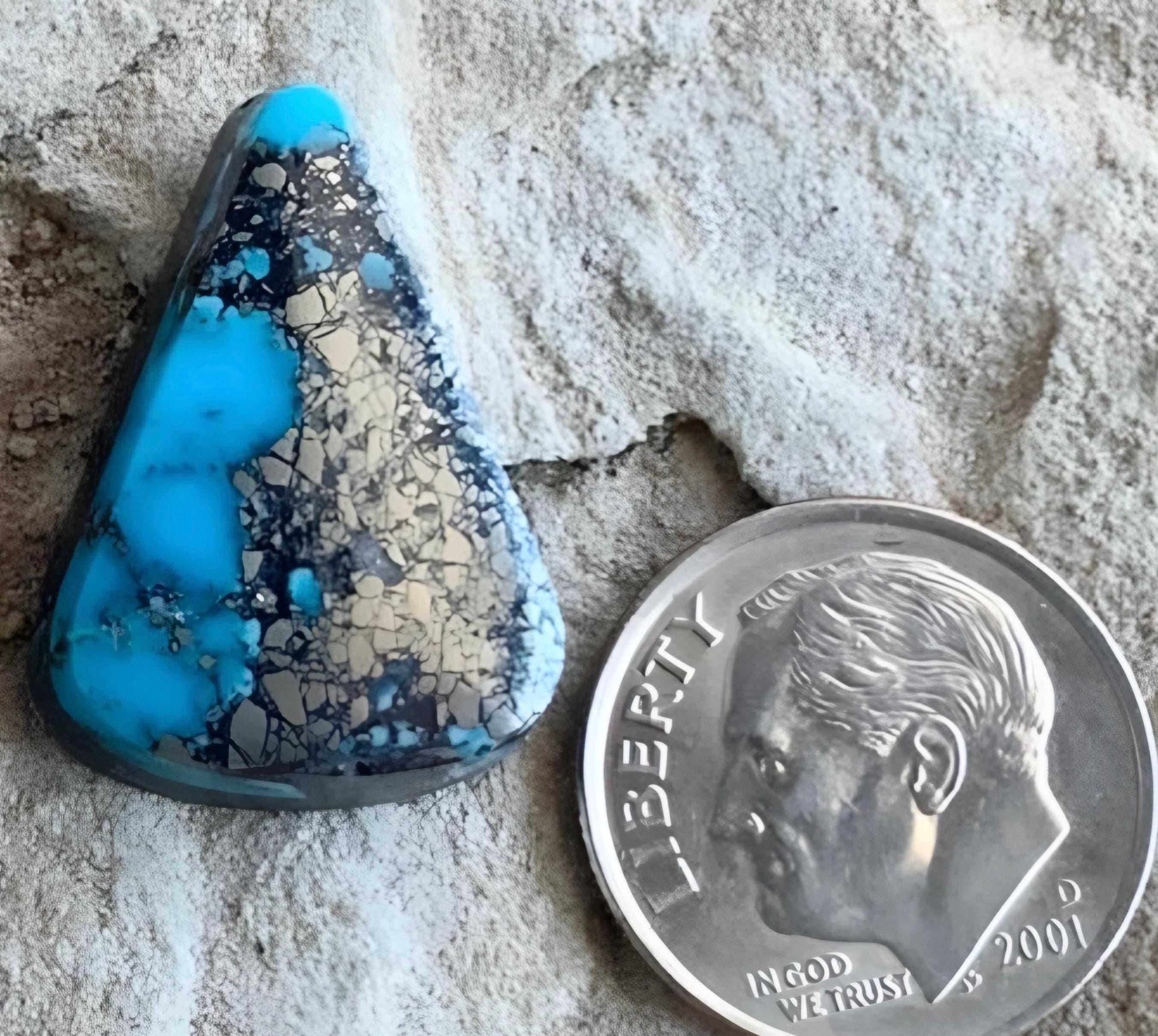 Ithaca Peak Turquoise Blue High Grade Triangle Cabochon With Pyrite