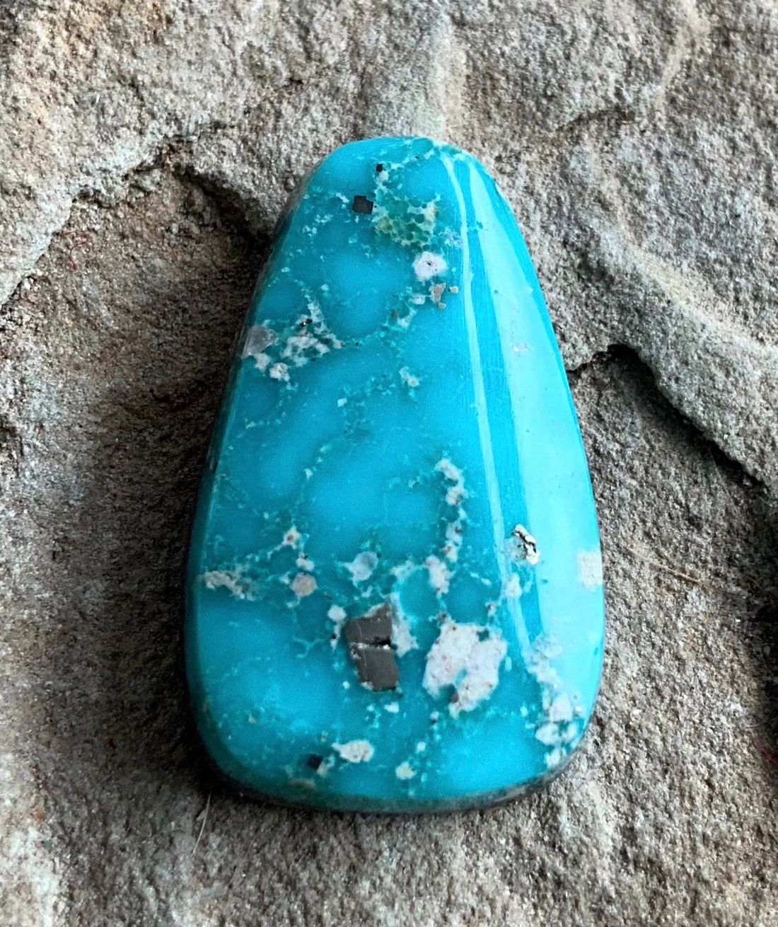 Whitewater Turquoise Cabochon with Silver Pyrite