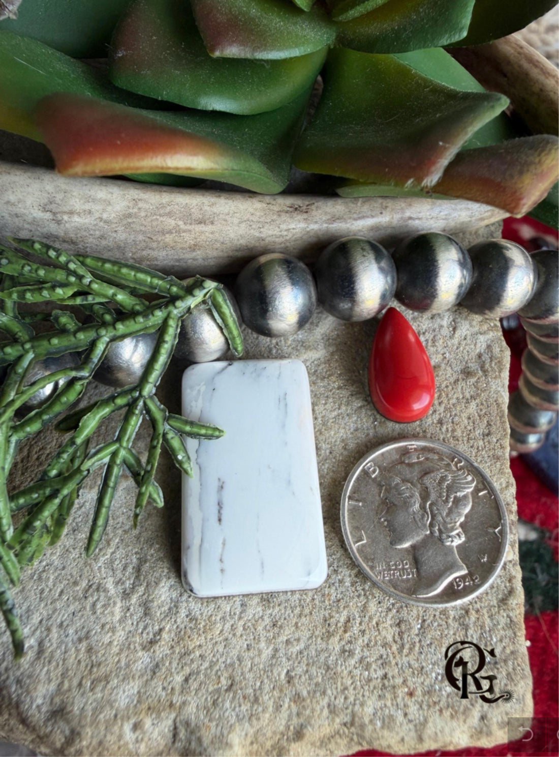 Natural White Buffalo Rectangular Cabochon