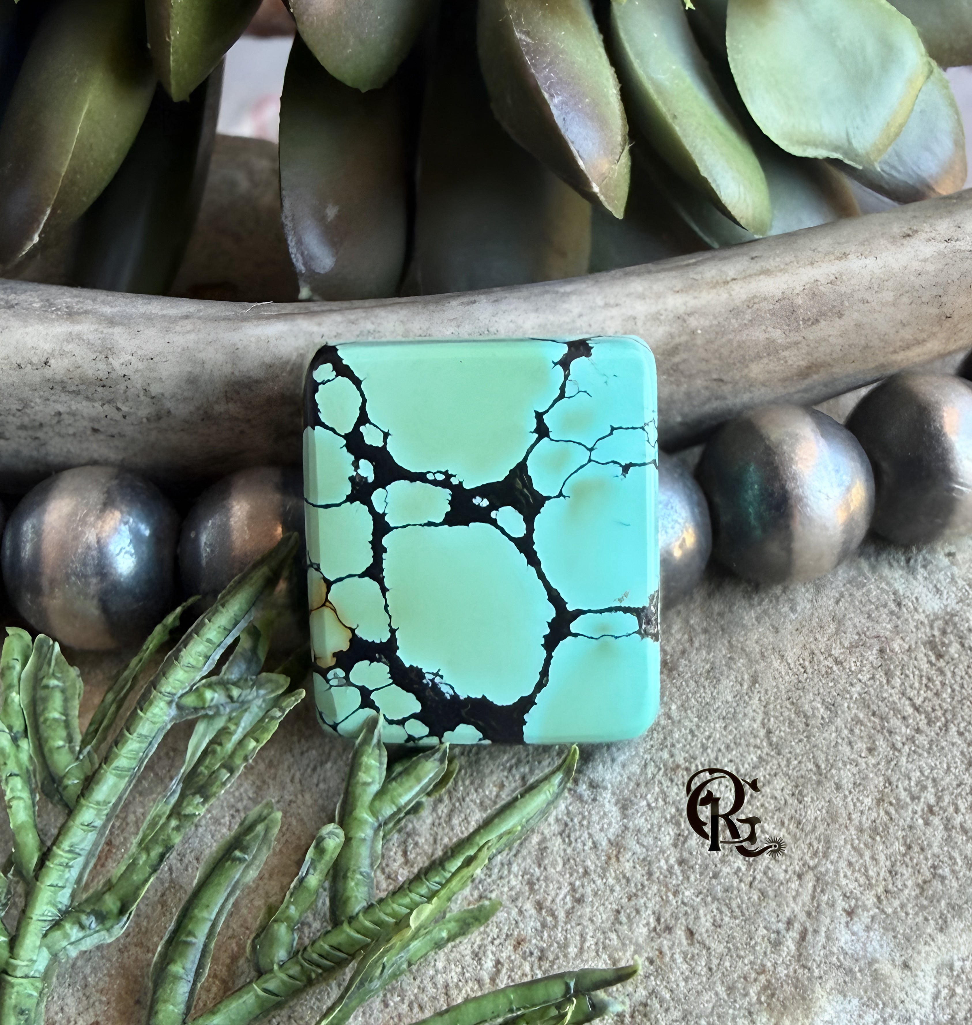 Bao Canyon Turquoise Rectangular Green Cabochon-Hubei Province Gemstone
