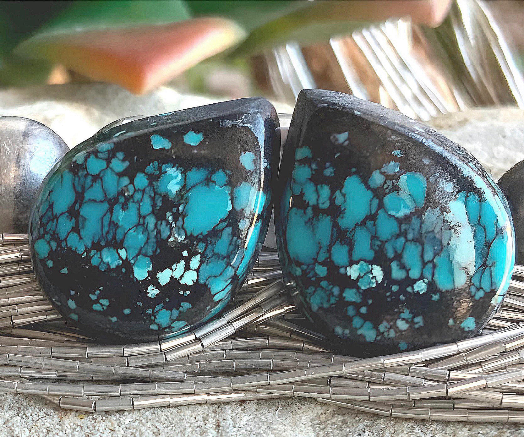 Bao Canyon Turquoise Matching Blue Teardrop Earring Cabochons-Hubei Province Gemstones