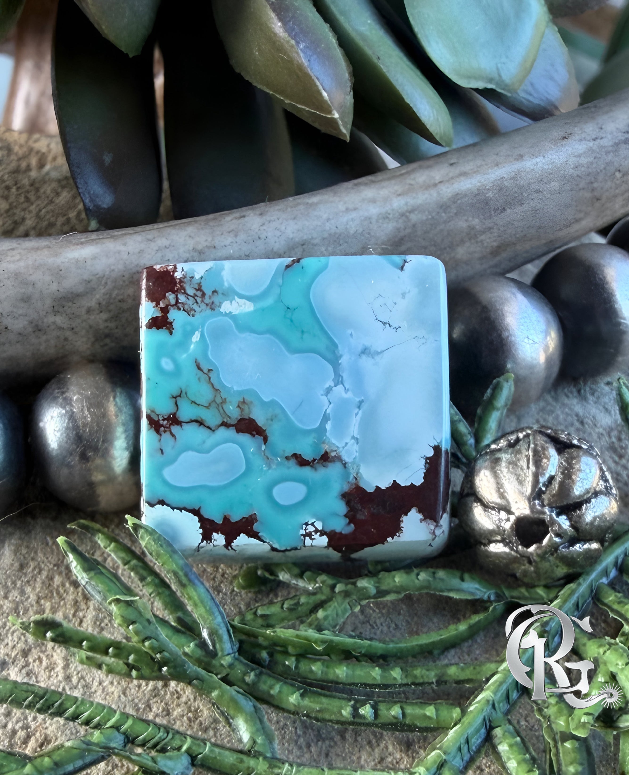 Gobi Desert Lavender Turquoise Square Cabochon