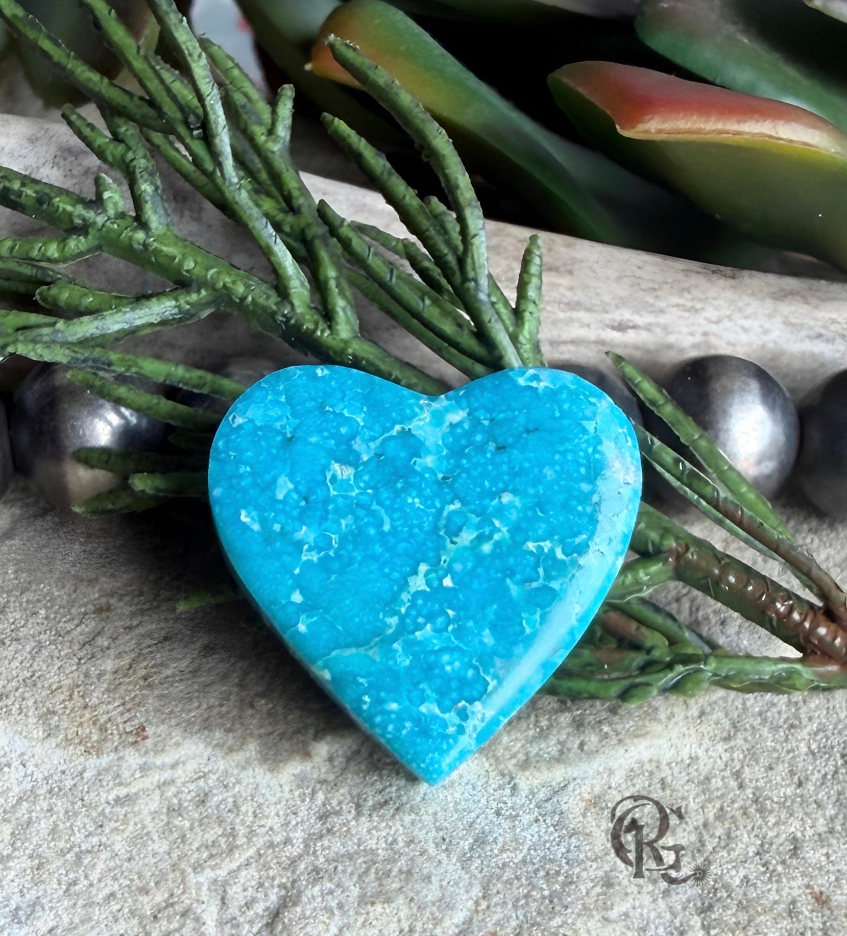 Whitewater Turquoise Blue Heart Cabochon
