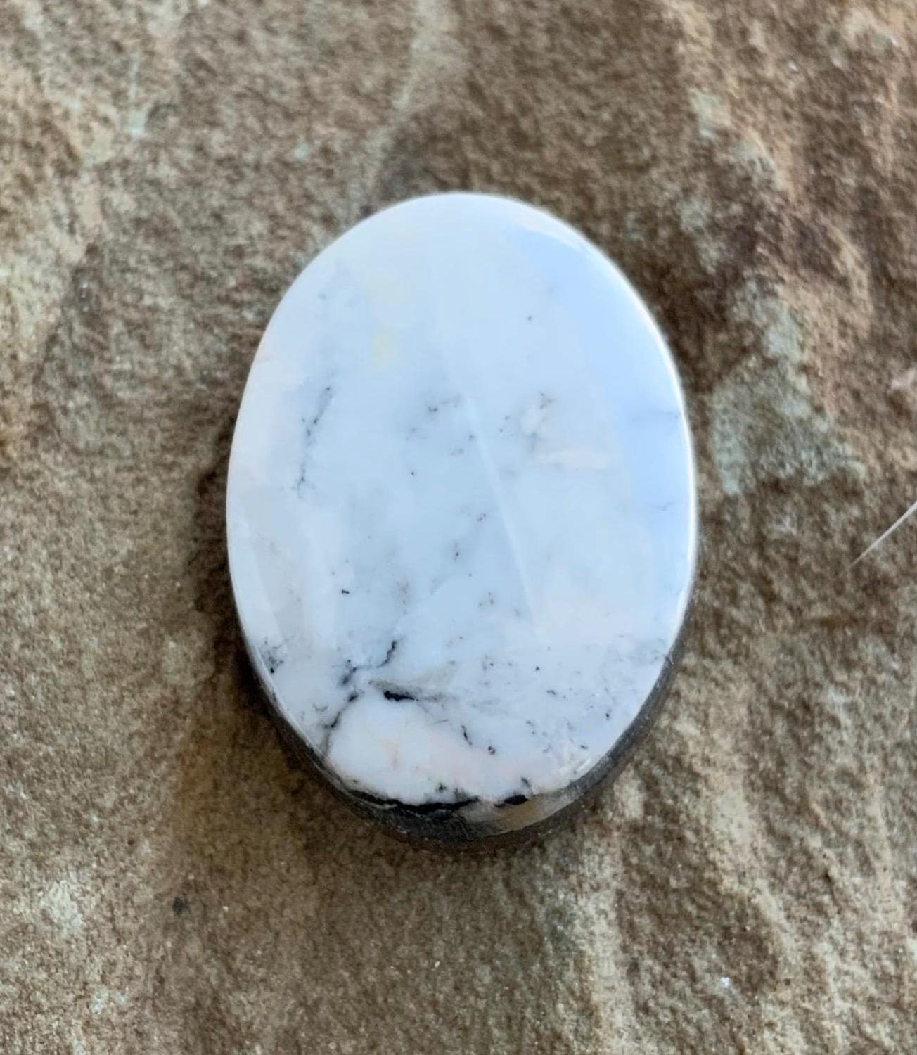 Beautiful Natural White Buffalo Oval Cabochon, 11 Carats — Ranch Gypsy