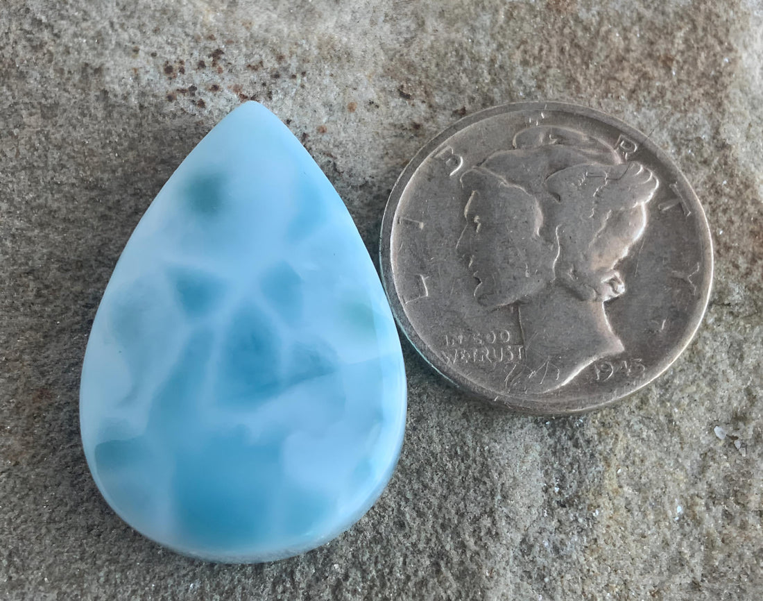 Beautiful Blue Larimar Teardrop Cabochon