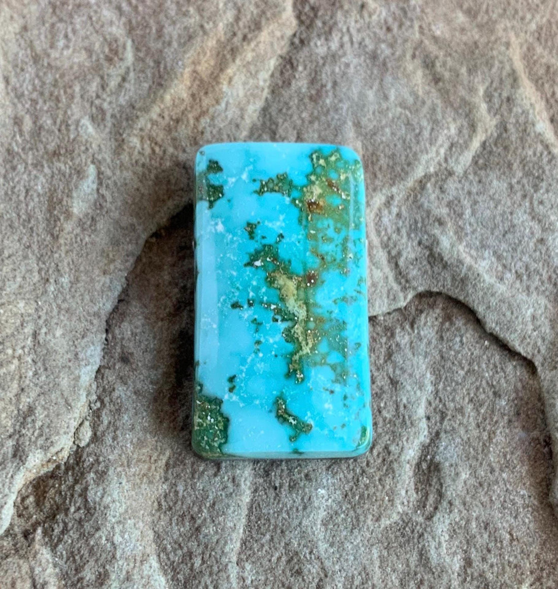 Natural Royston Turquoise Polychrome Rectangular Cabochon